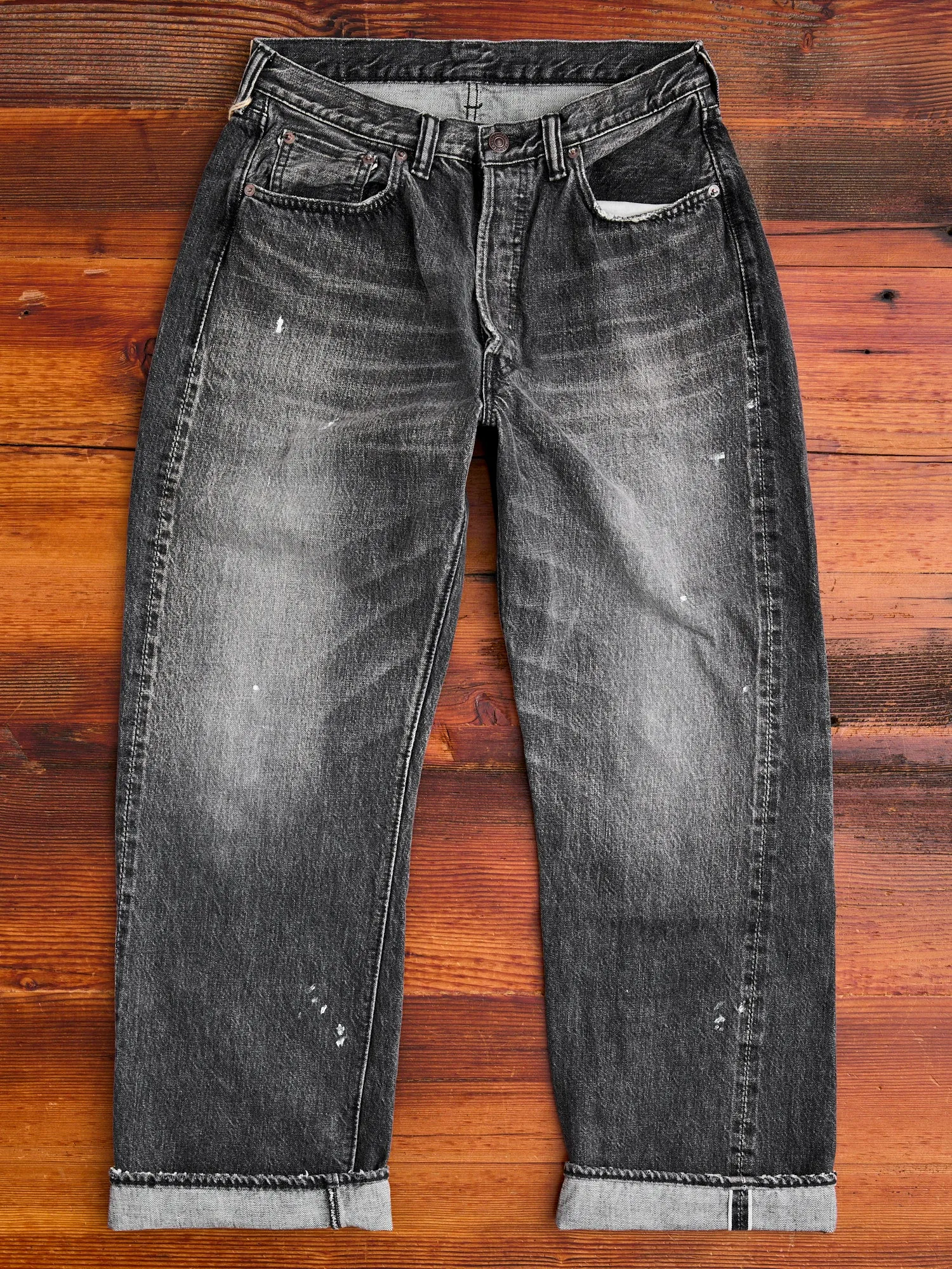 0105BKHW "Dartford" 13.75oz Washed Black Selvedge Denim - Wide Fit