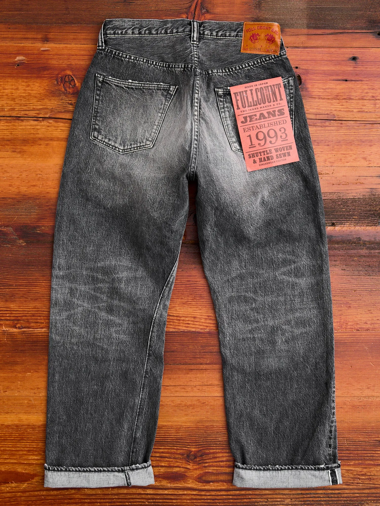 0105BKHW "Dartford" 13.75oz Washed Black Selvedge Denim - Wide Fit