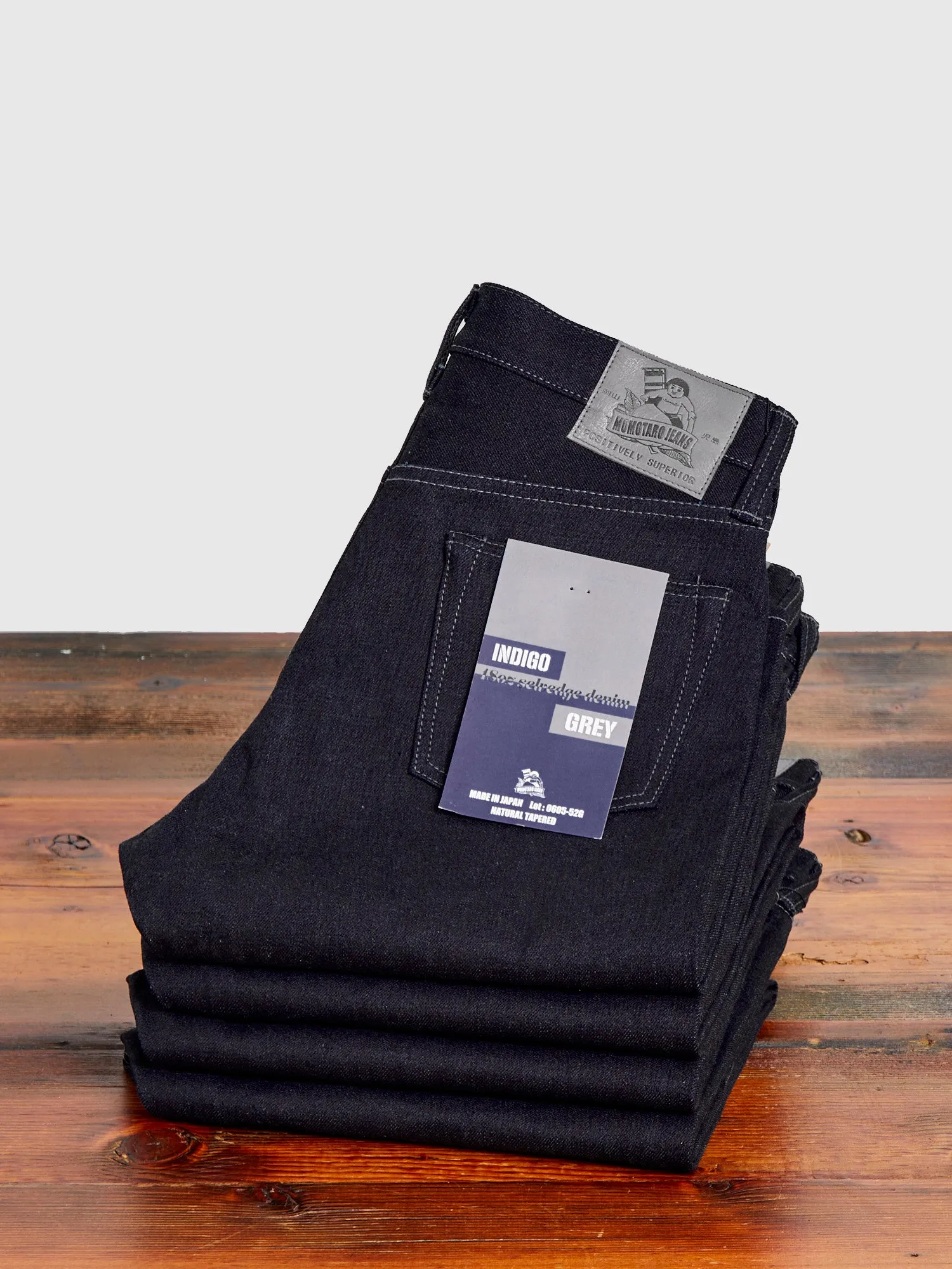 Mens Indigo & Grey 18oz Selvedge Denim - Natural Tapered Fit Jeans