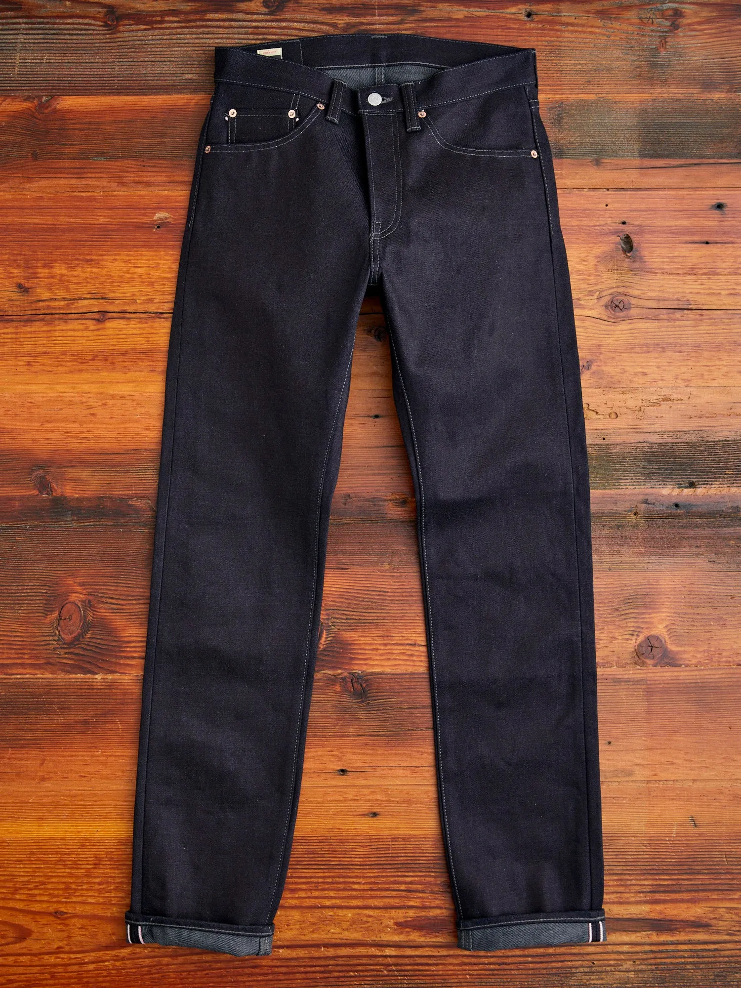 Mens Indigo & Grey 18oz Selvedge Denim - Natural Tapered Fit Jeans