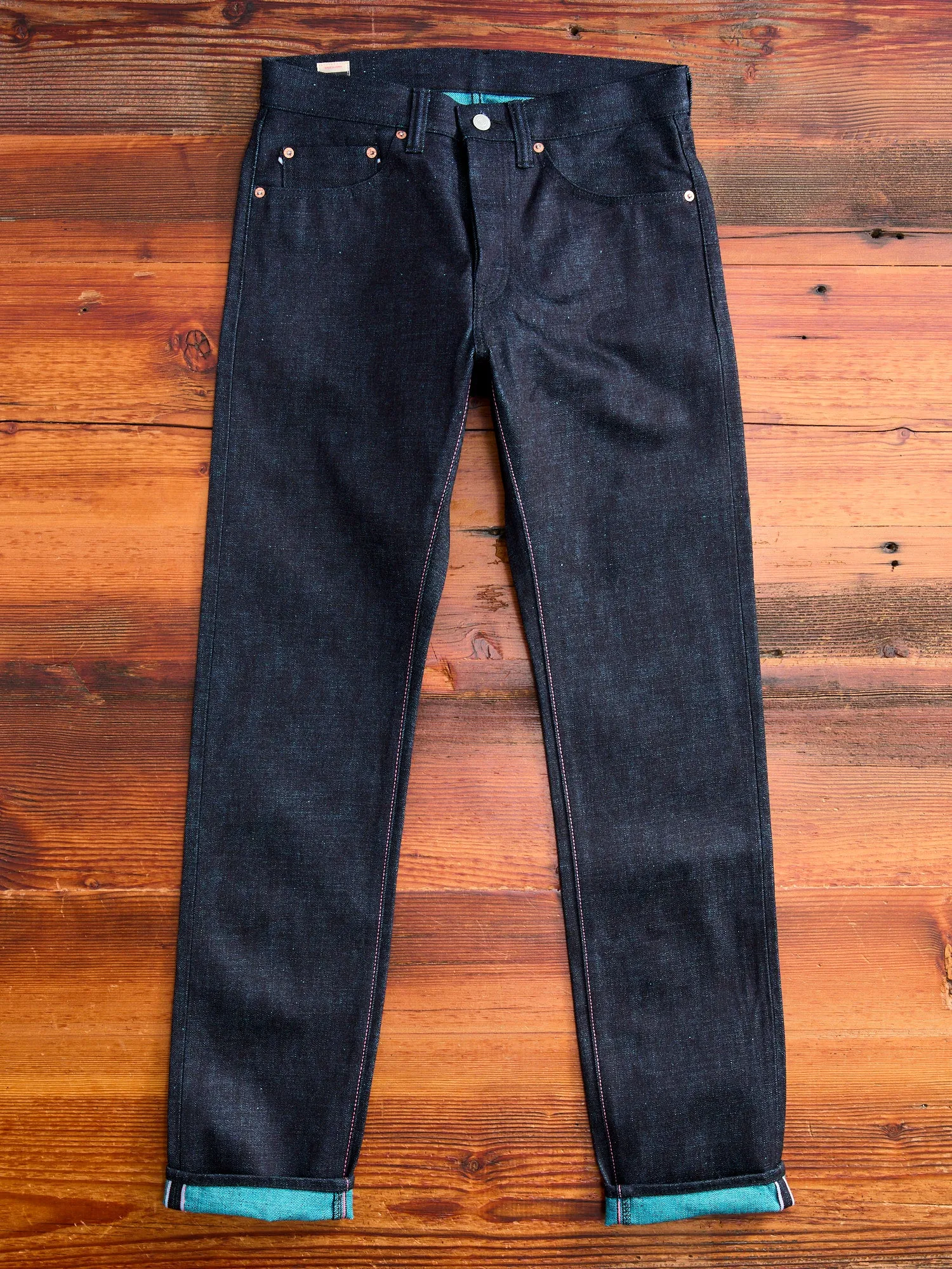 Natural Tapered Fit Indigo Mint Selvedge Denim Jeans (15.7oz) - 0605-IMSP