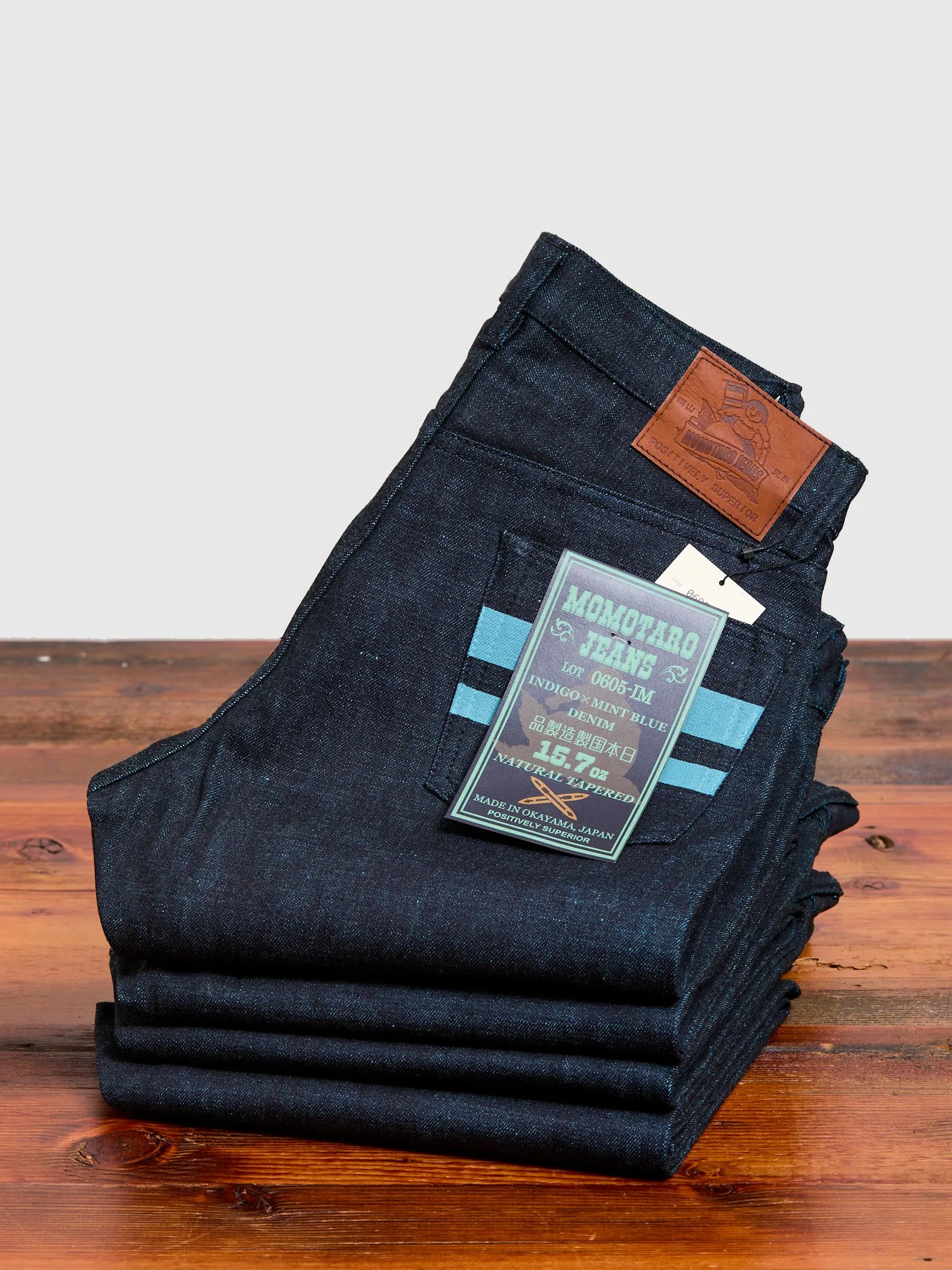 Natural Tapered Fit Indigo Mint Selvedge Denim Jeans (15.7oz) - 0605-IMSP