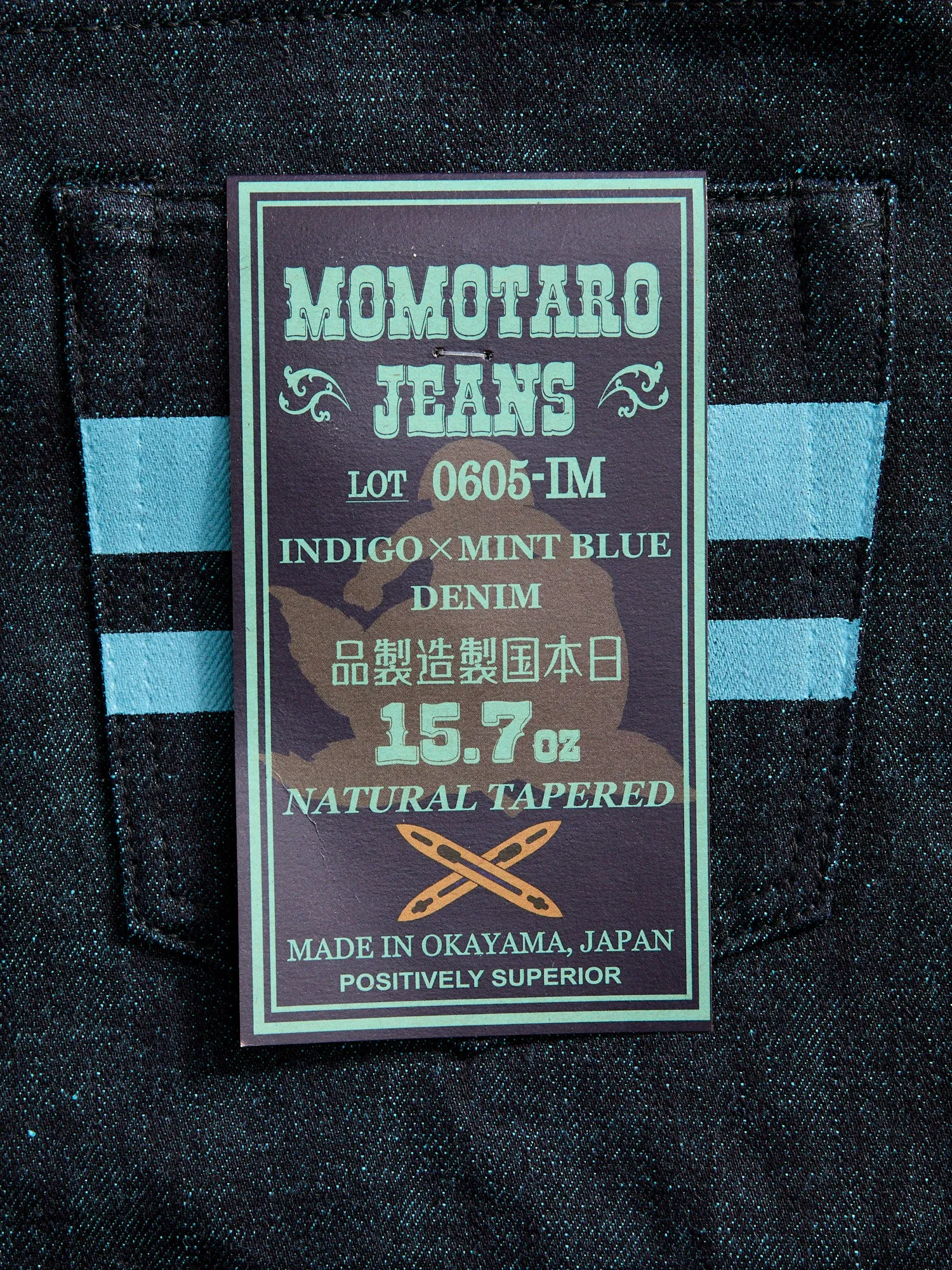 Natural Tapered Fit Indigo Mint Selvedge Denim Jeans (15.7oz) - 0605-IMSP