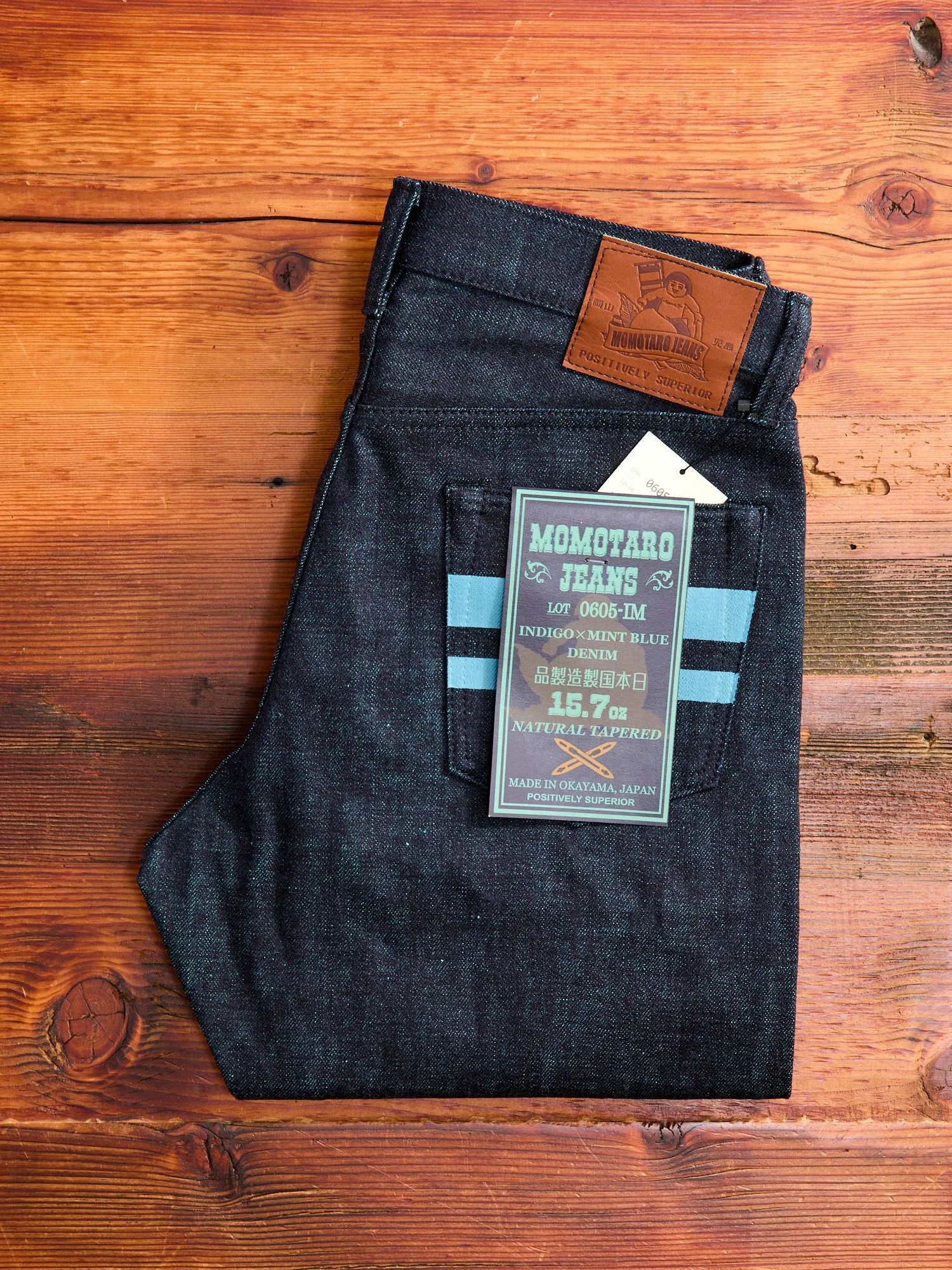 Natural Tapered Fit Indigo Mint Selvedge Denim Jeans (15.7oz) - 0605-IMSP