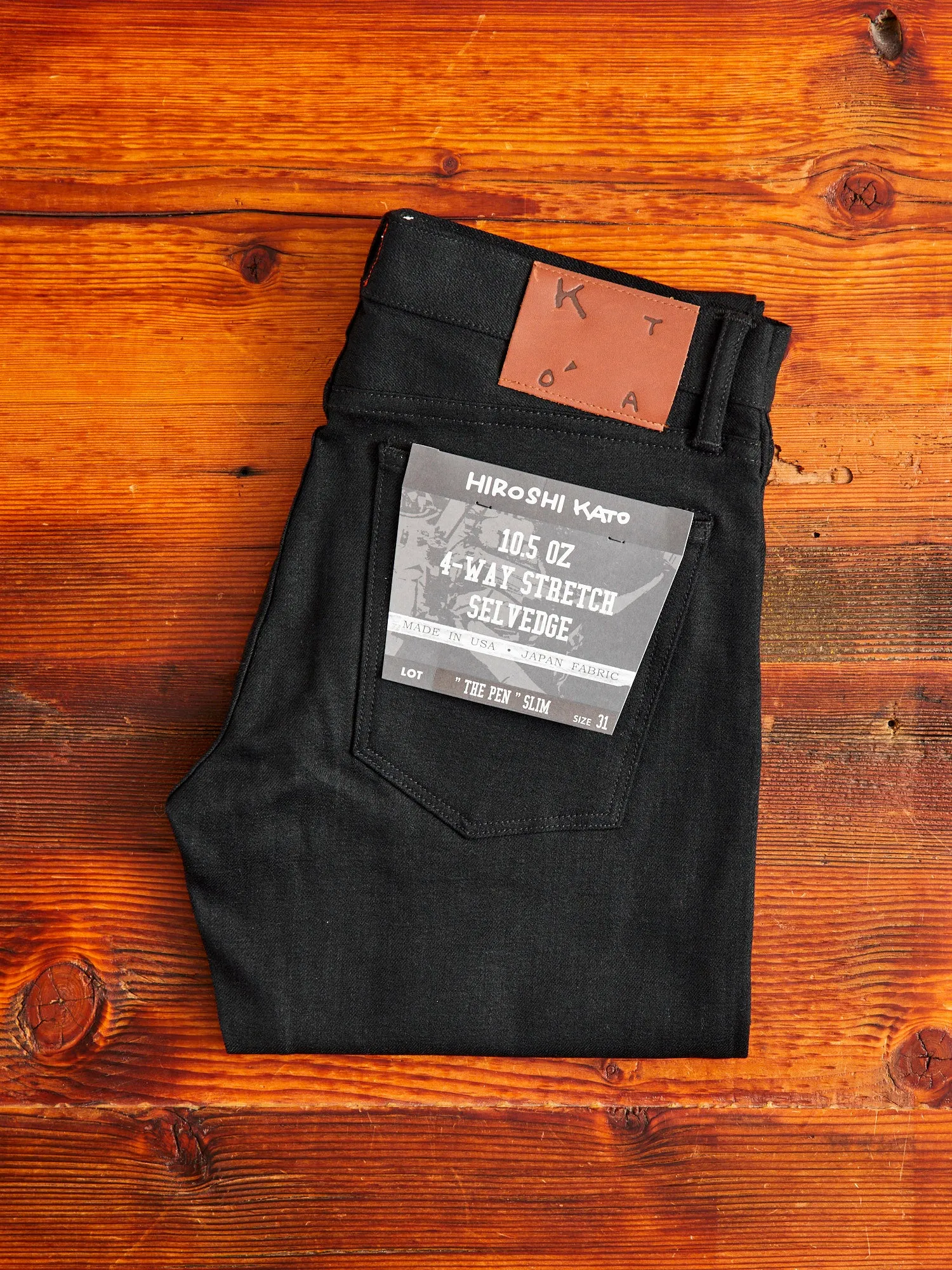 10.5oz Black Stretch Selvedge Denim - Pen Slim