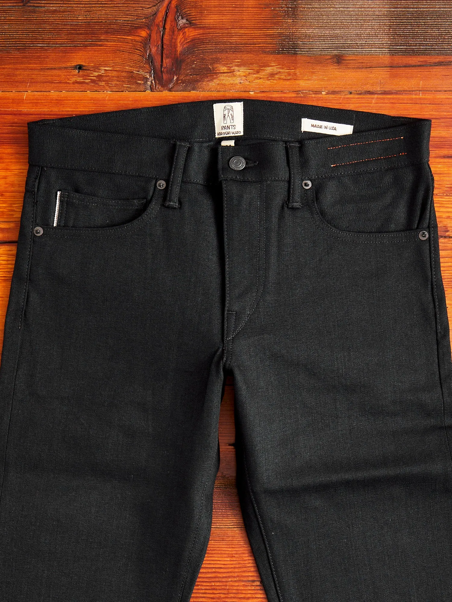 10.5oz Black Stretch Selvedge Denim - Pen Slim