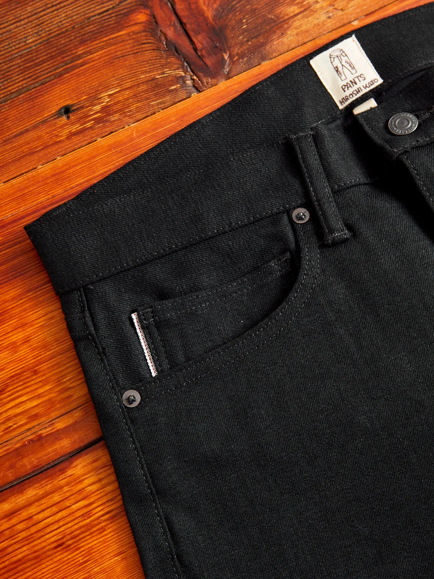 10.5oz Black Stretch Selvedge Denim - Pen Slim