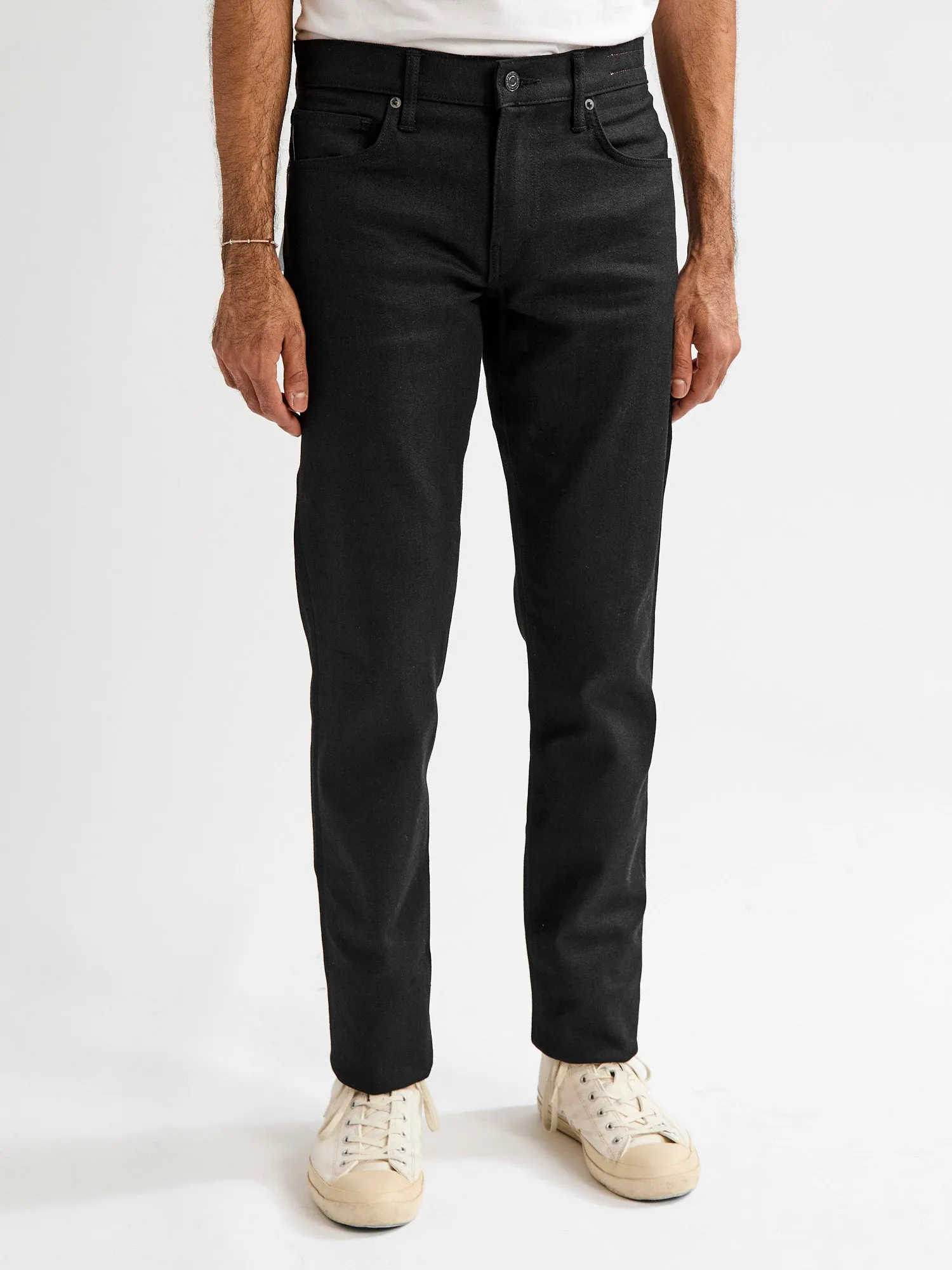 10.5oz Black Stretch Selvedge Denim - Pen Slim