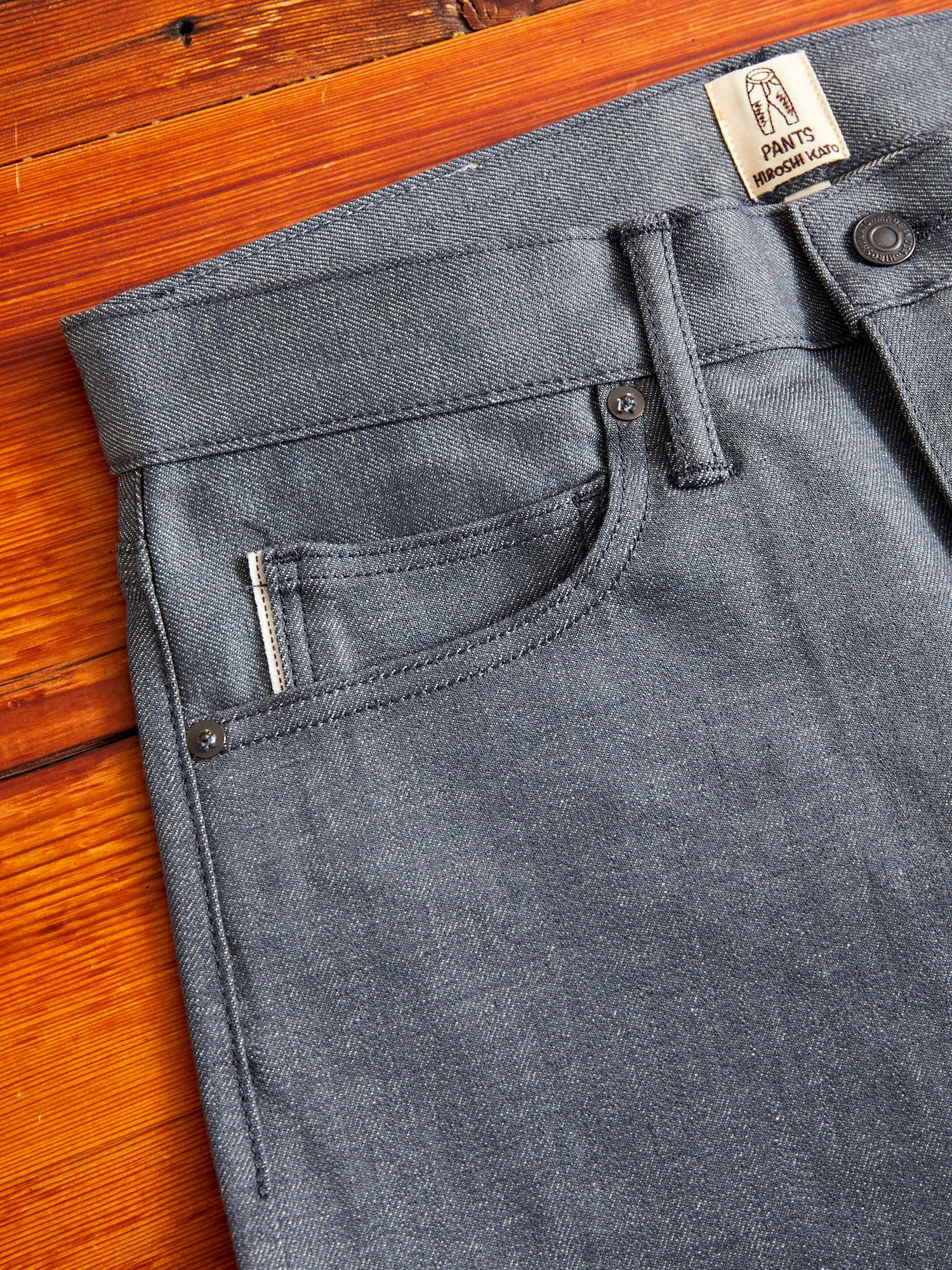 10.5oz Grey Stretch Selvedge Denim - Pen Slim