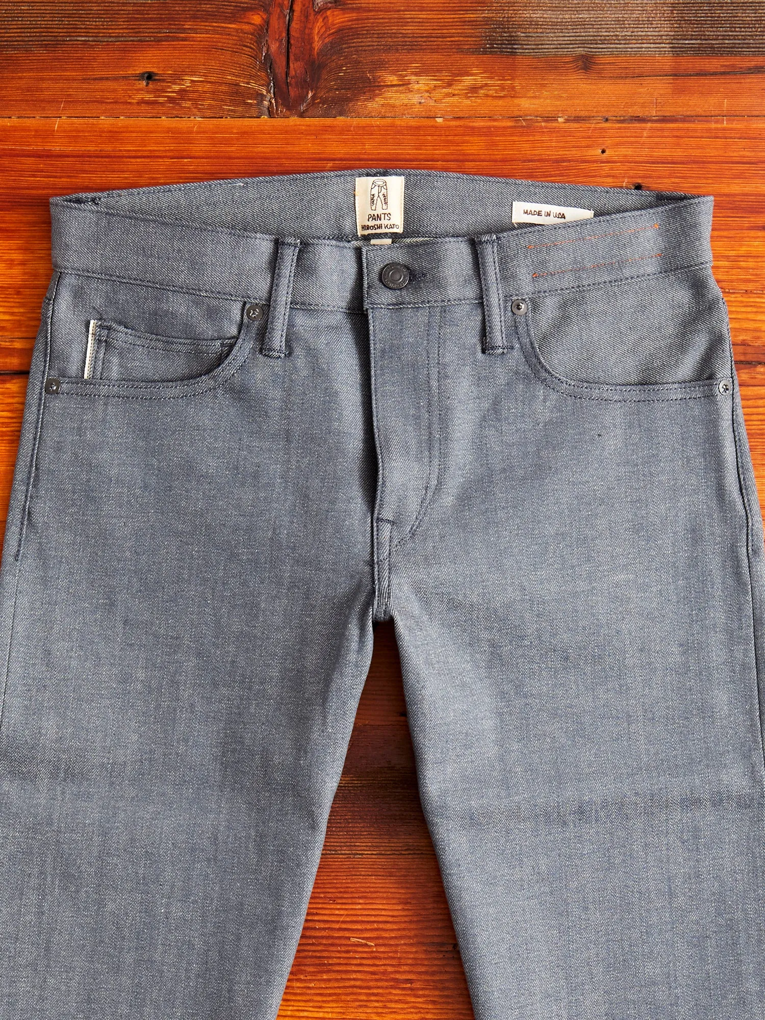 10.5oz Grey Stretch Selvedge Denim - Pen Slim