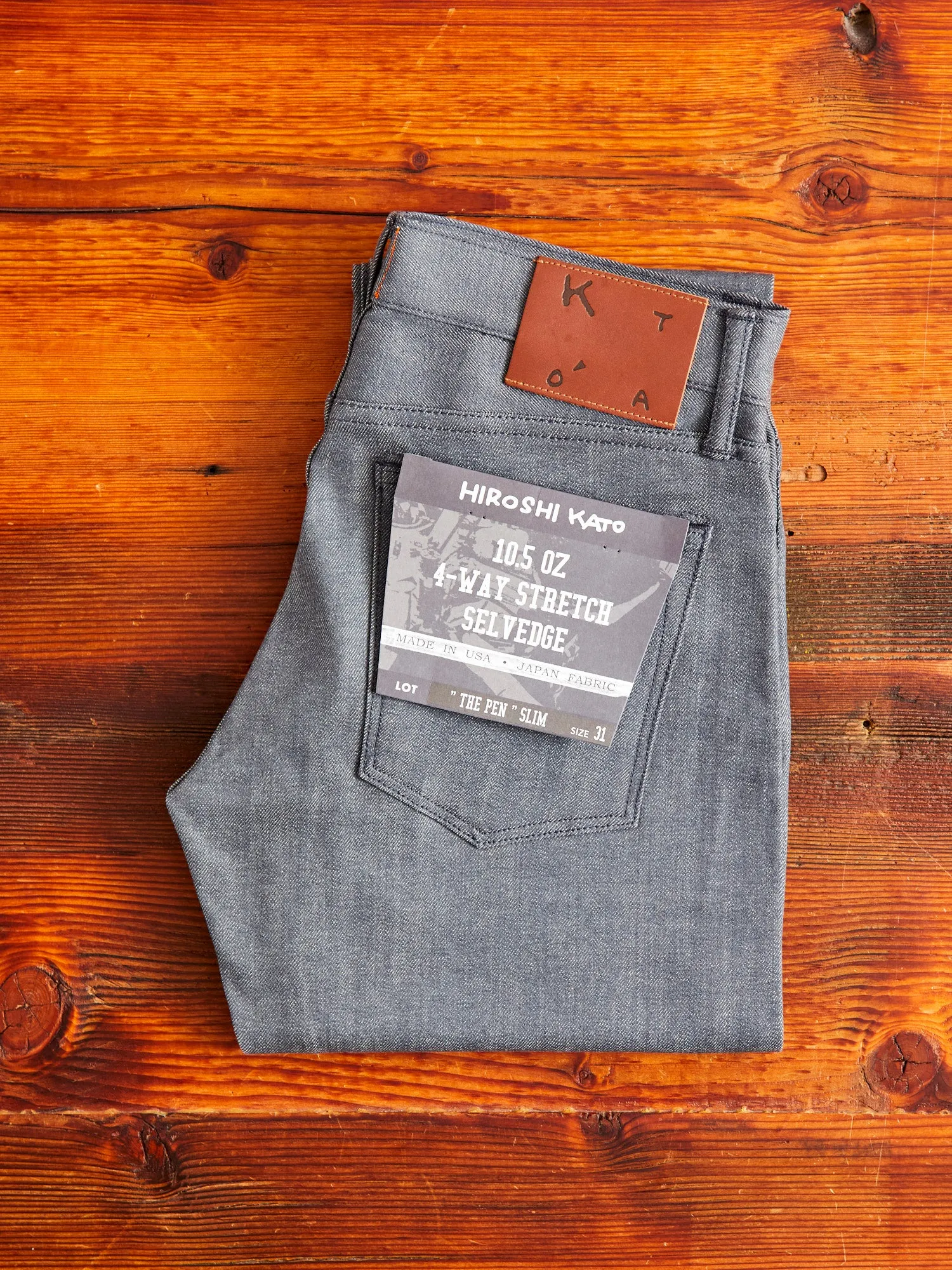 10.5oz Grey Stretch Selvedge Denim - Pen Slim