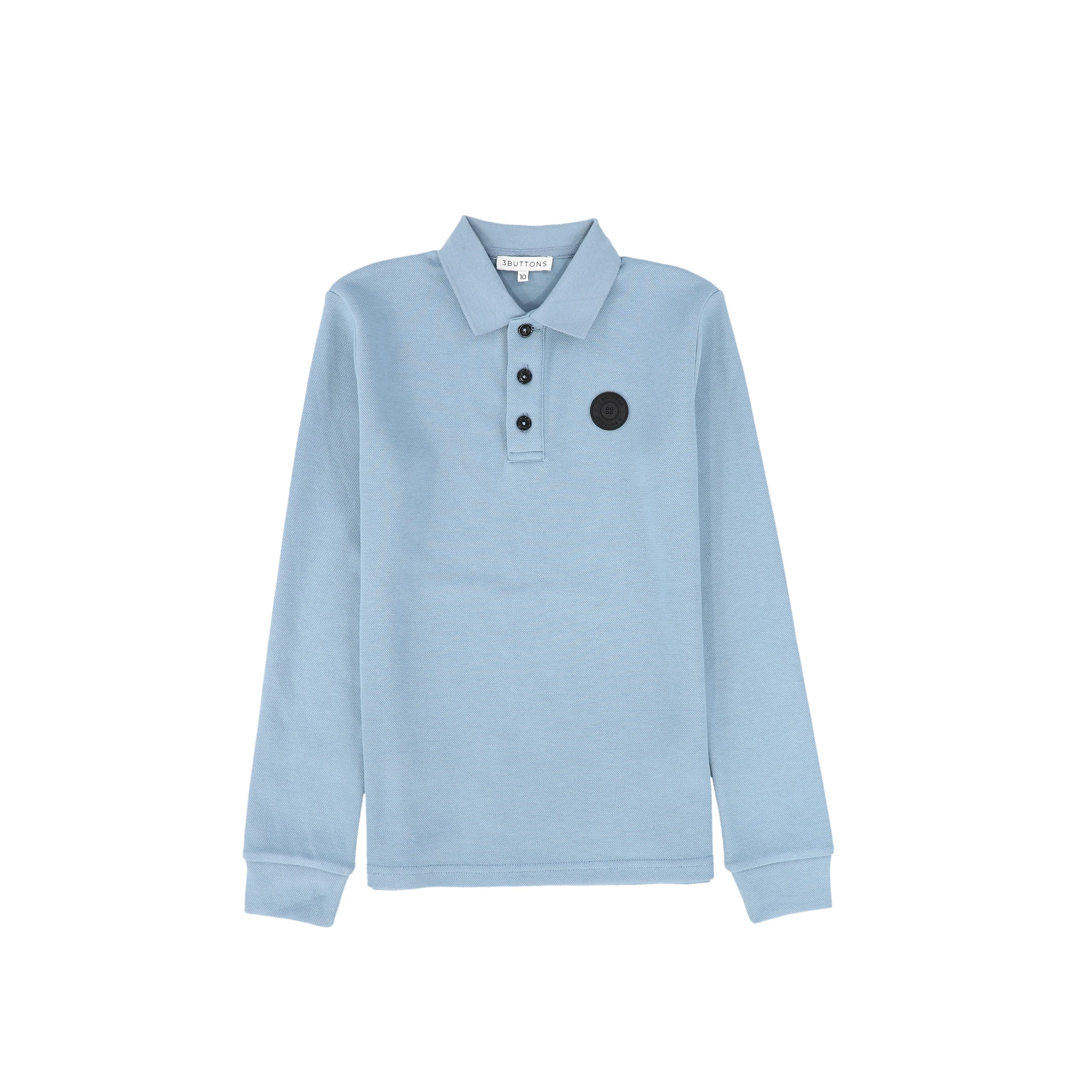 3 BUTTONS LIGHT BLUE PIQUE POLO