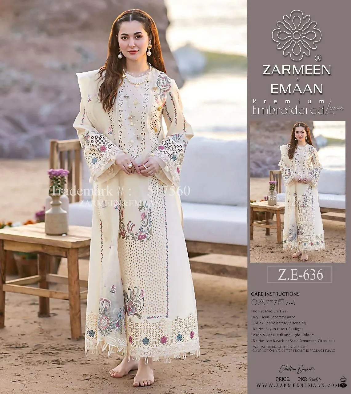 3 piece Embroidered Lawn collection 2024