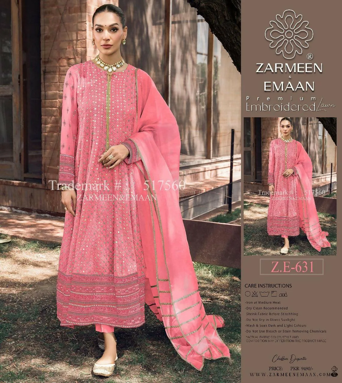 3 piece Embroidered Lawn collection 2024