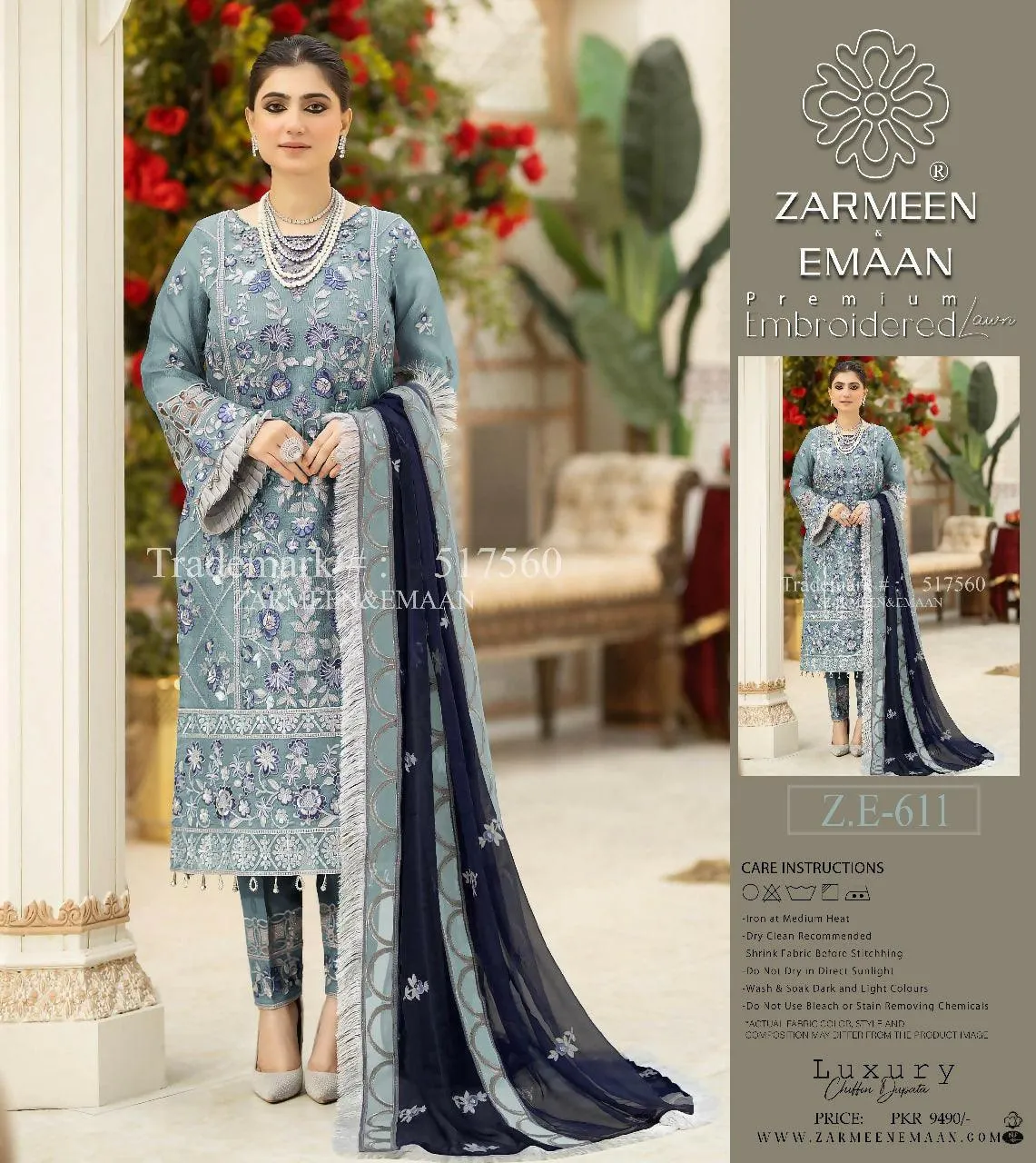 3 piece Embroidered Lawn collection 2024