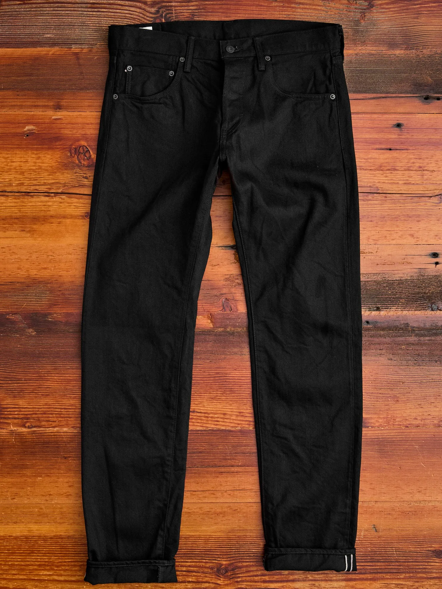 13oz Jet Black Selvedge Denim - Relaxed Tapered Fit for Ultimate Comfort