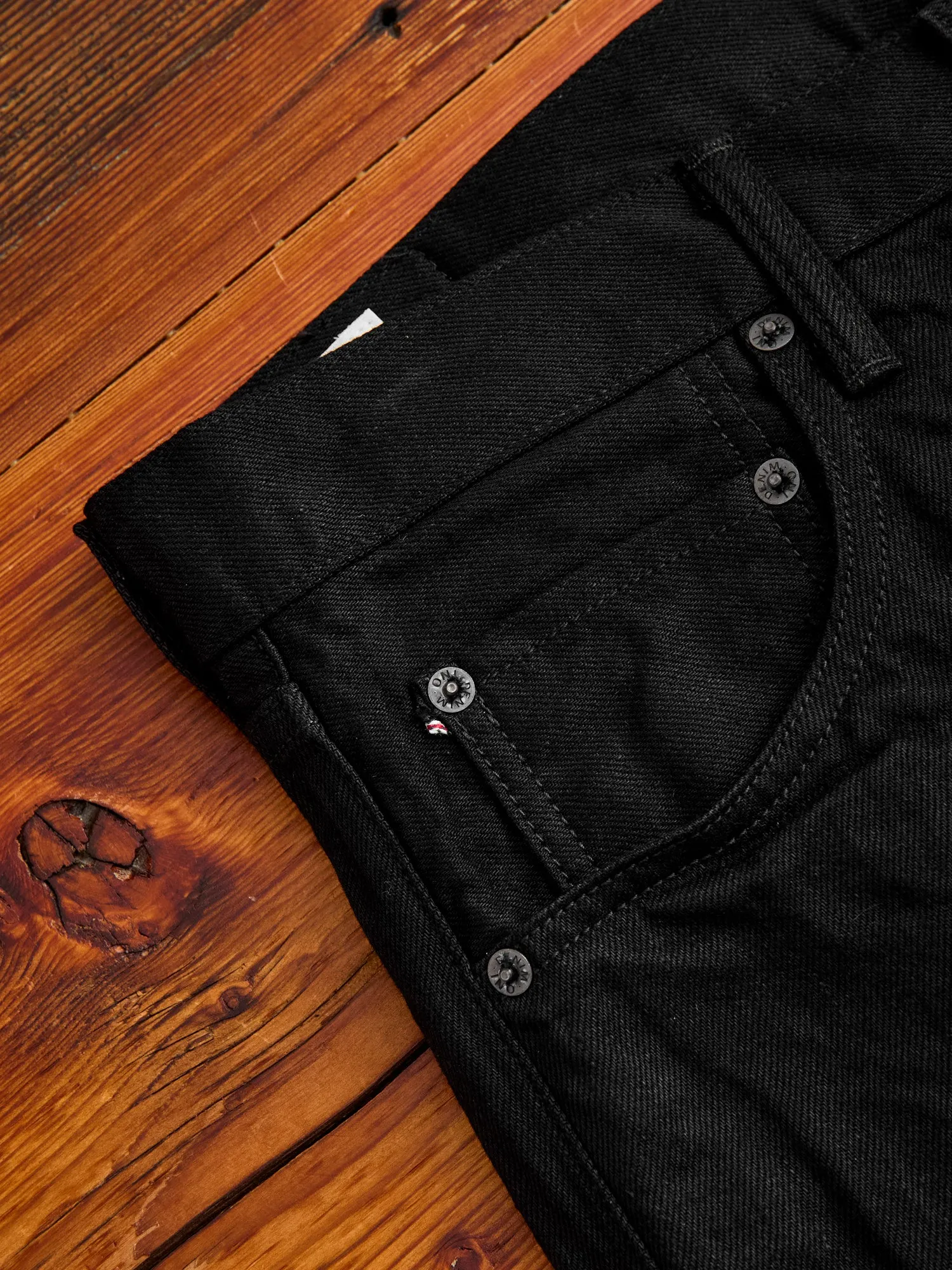 13oz Jet Black Selvedge Denim - Relaxed Tapered Fit for Ultimate Comfort