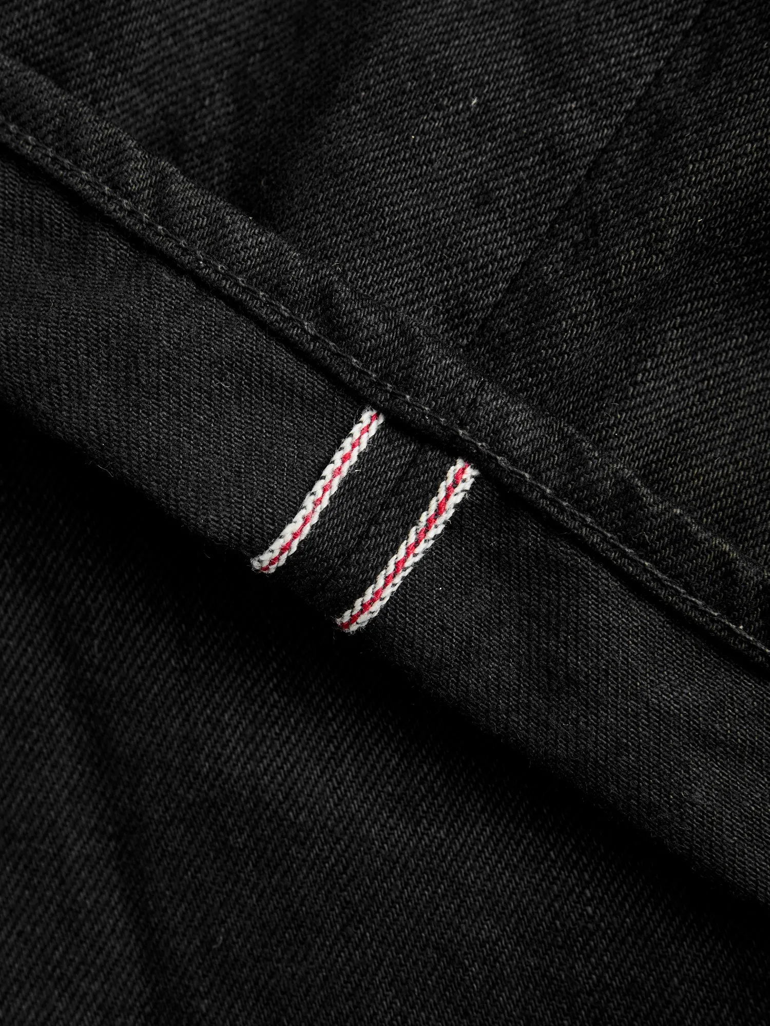 13oz Jet Black Selvedge Denim - Relaxed Tapered Fit for Ultimate Comfort