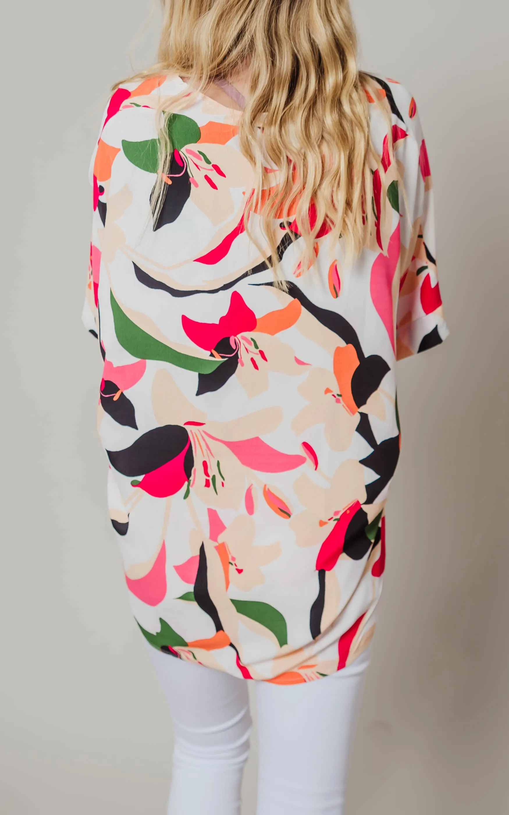 Abstract Floral Print Boxy V-Neck Top - Final Sale*