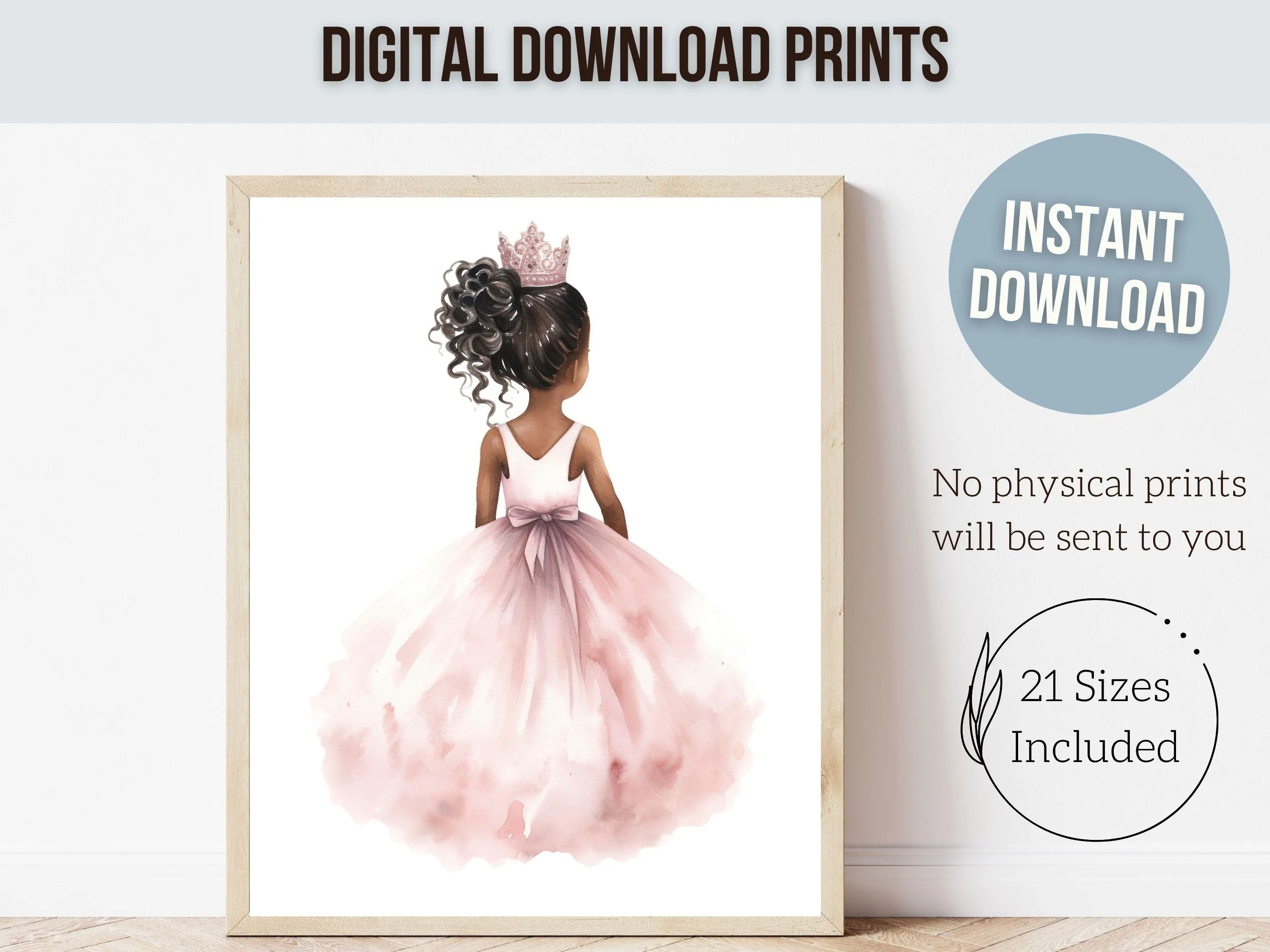 African American Princess Ballerina Nursery Prints - Set 1