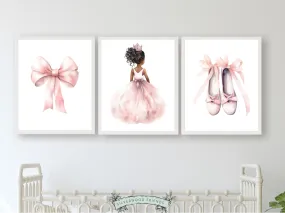 African American Princess Ballerina Nursery Prints - Set 1