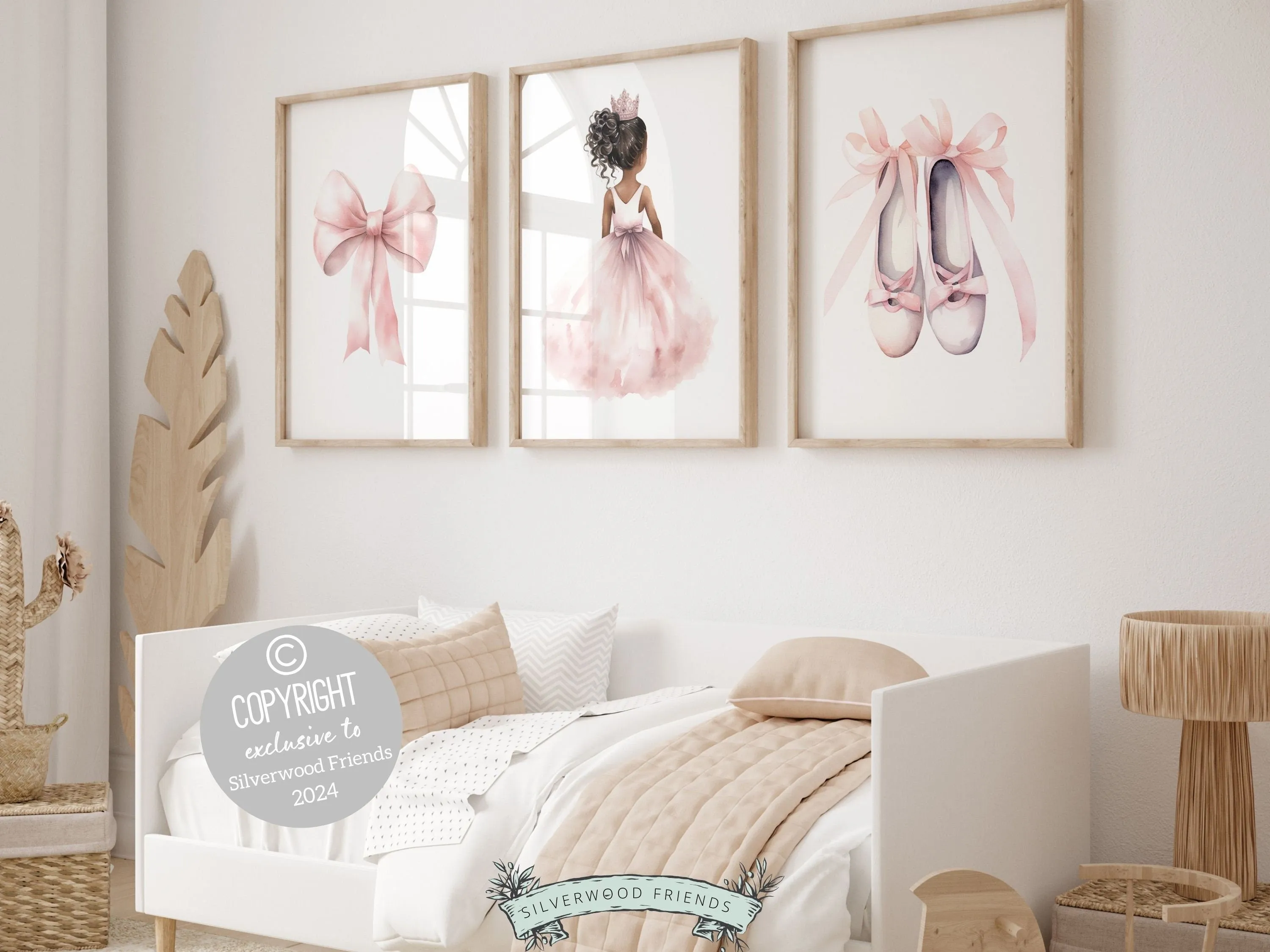 African American Princess Ballerina Nursery Prints - Set 1