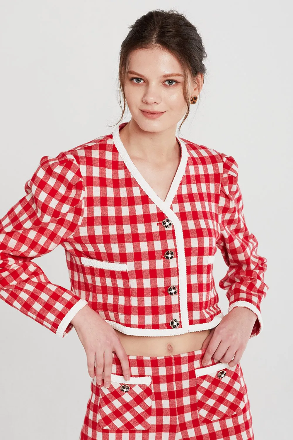 Alexa Gingham Cropped Jacket