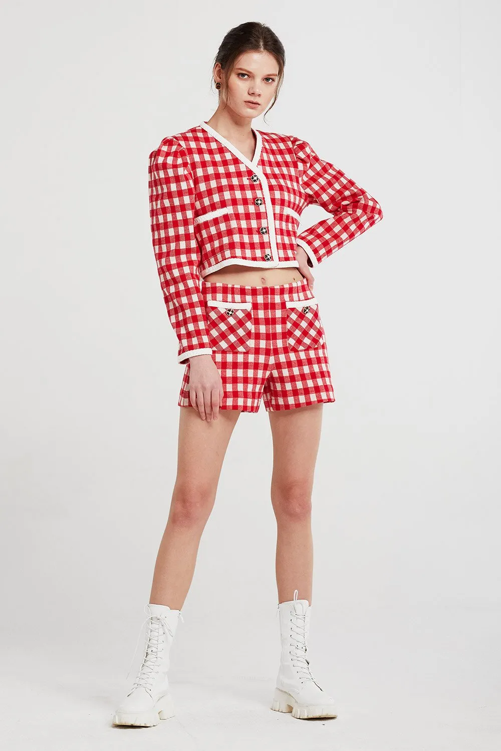 Alexa Gingham Cropped Jacket