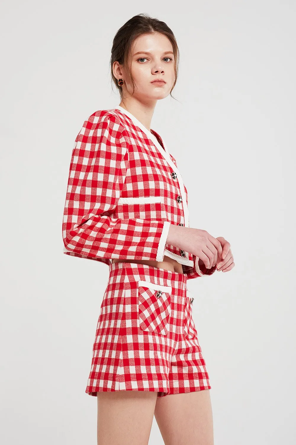 Alexa Gingham Cropped Jacket