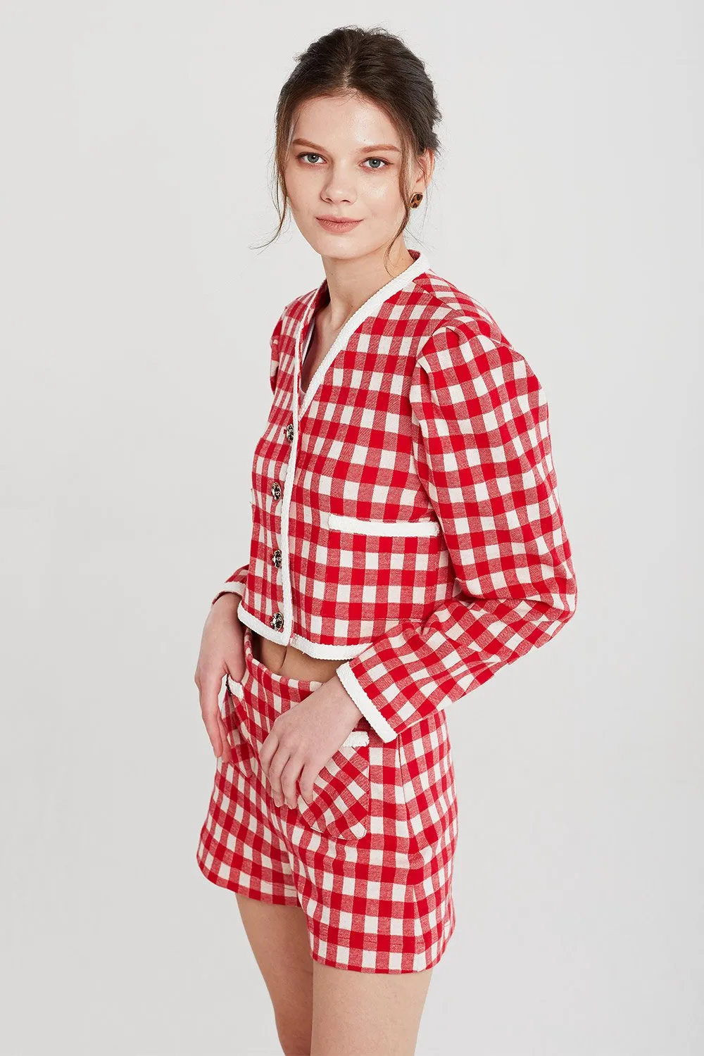 Alexa Gingham Cropped Jacket