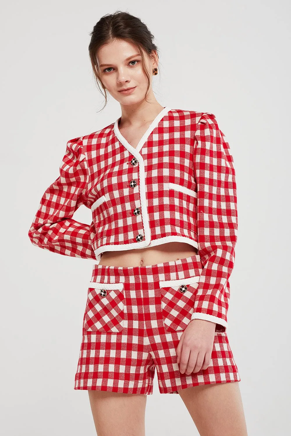 Alexa Gingham Cropped Jacket