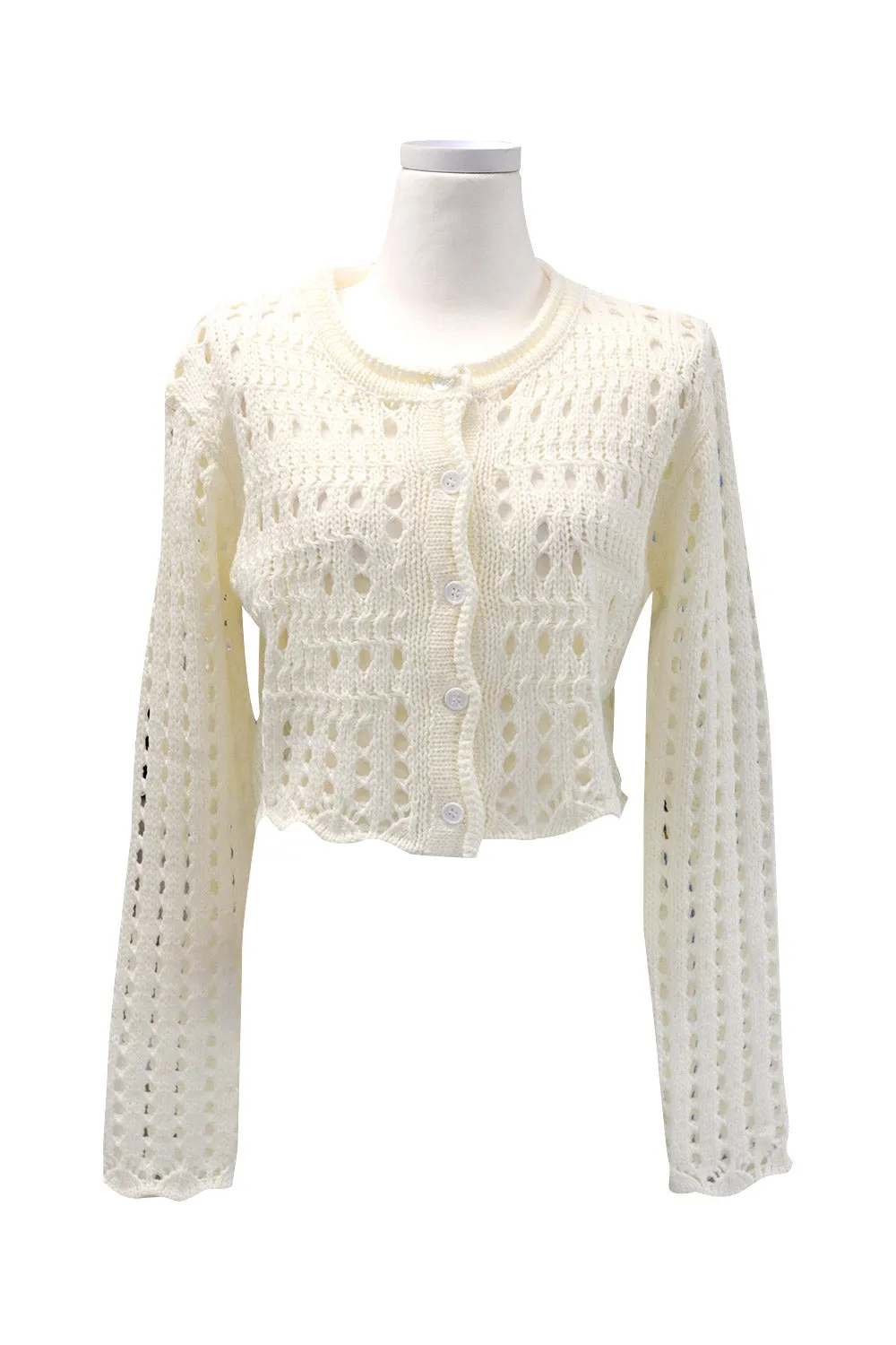 Aria Fishnet Knit Cropped Cardigan