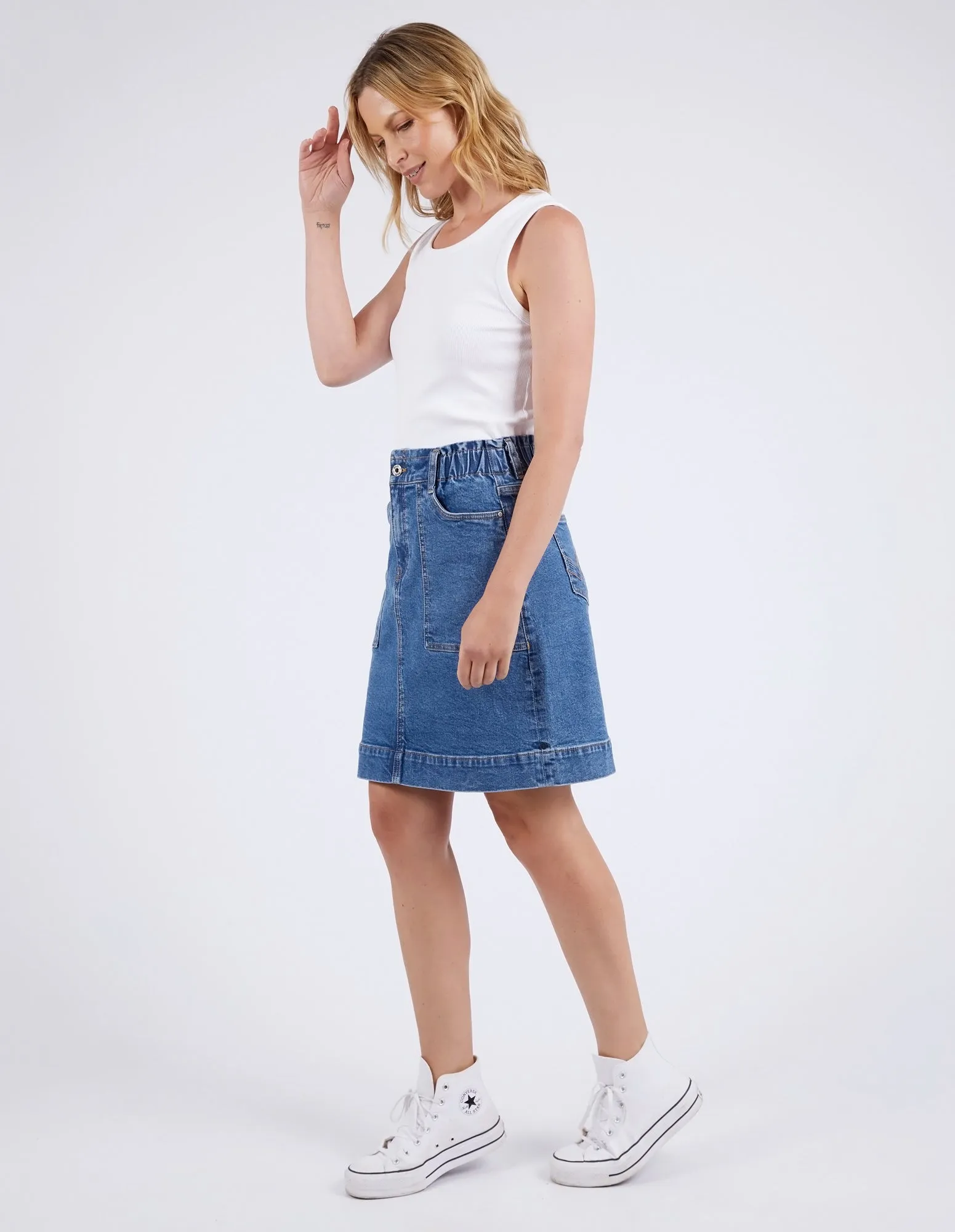 Atlas Denim Skirt Dark Blue Wash