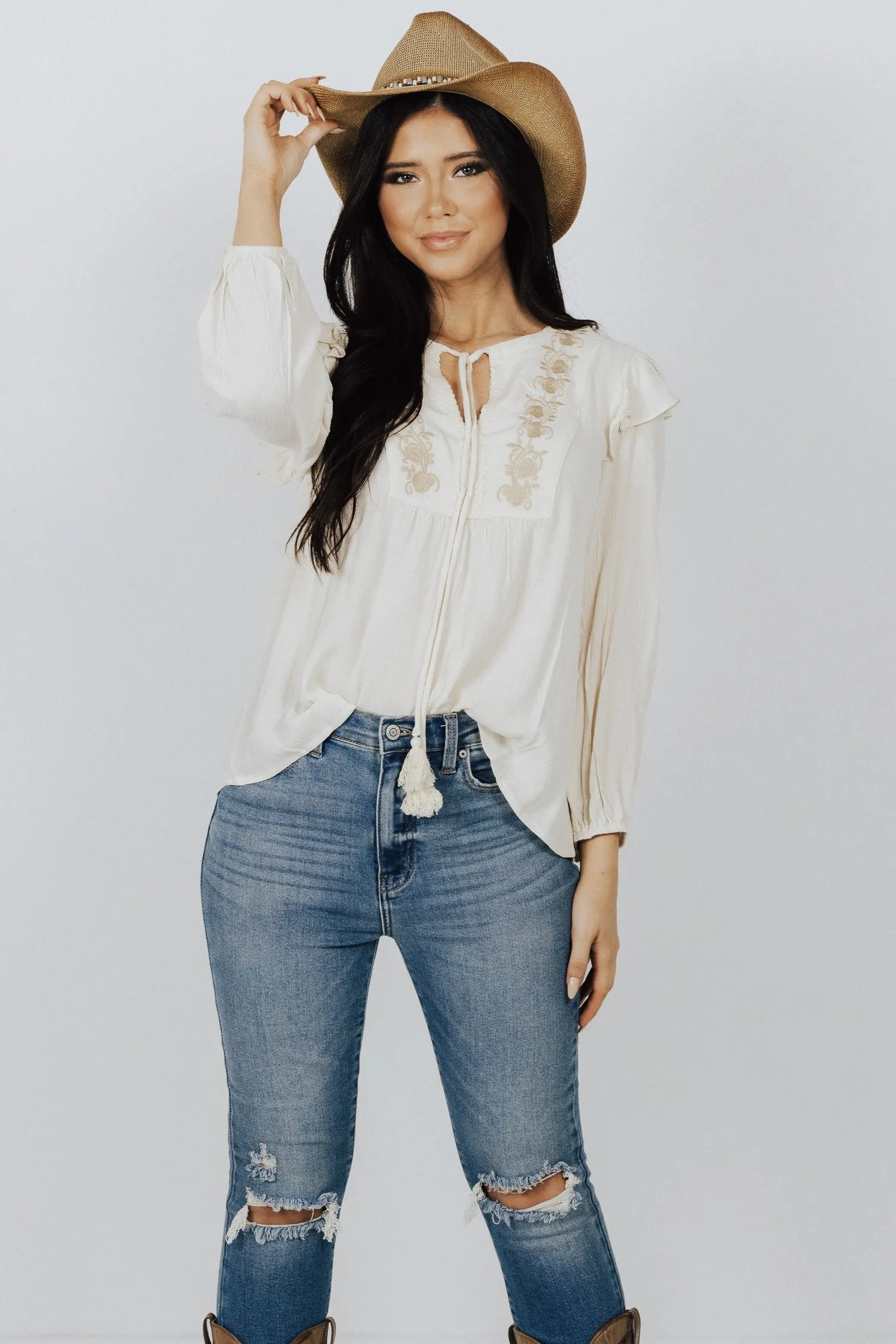 Ava Floral Embroidered Blouse