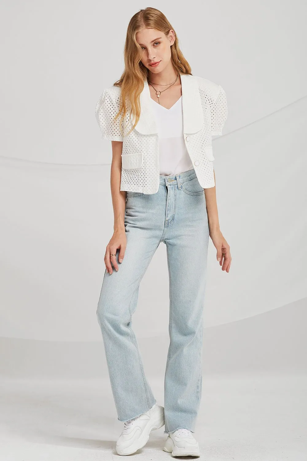 Ava Punched Eyelet Crop Jacket