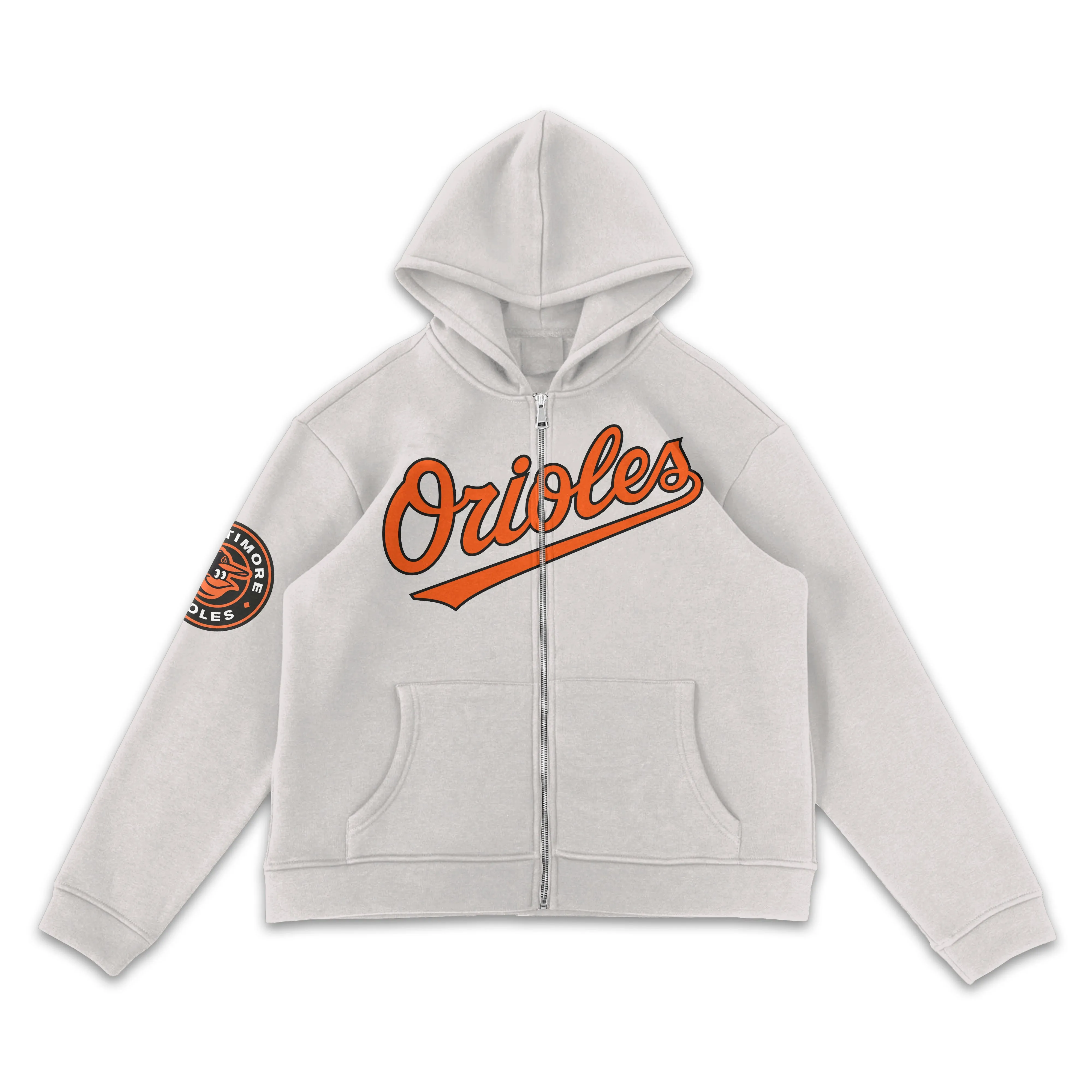 Baltimore Orioles White Full-Zip Hoodie