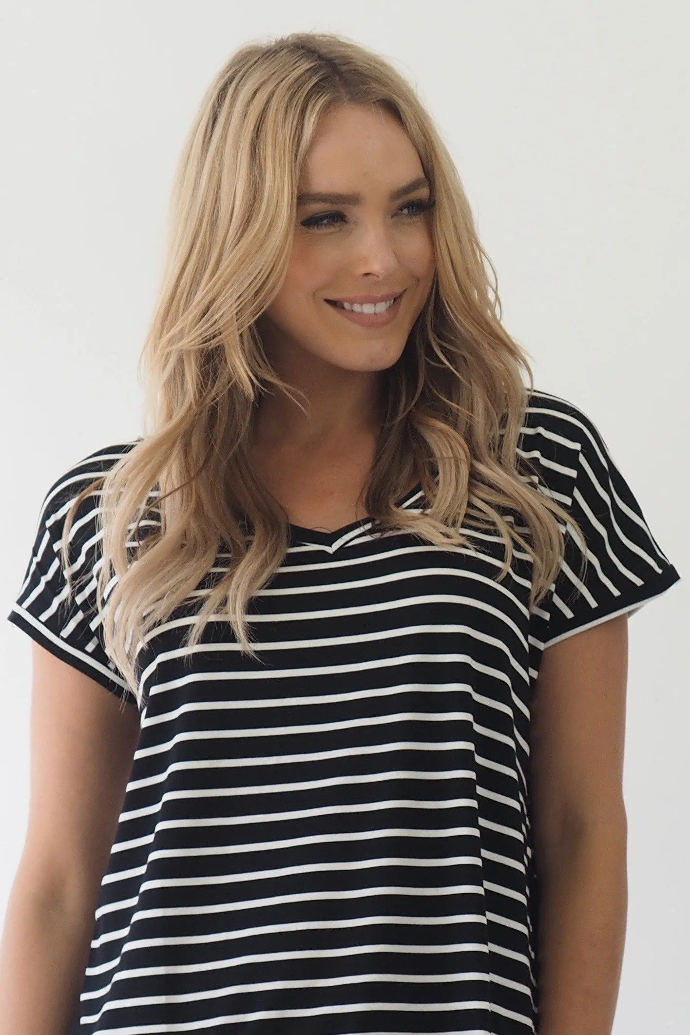 Basics stripe Top - Black