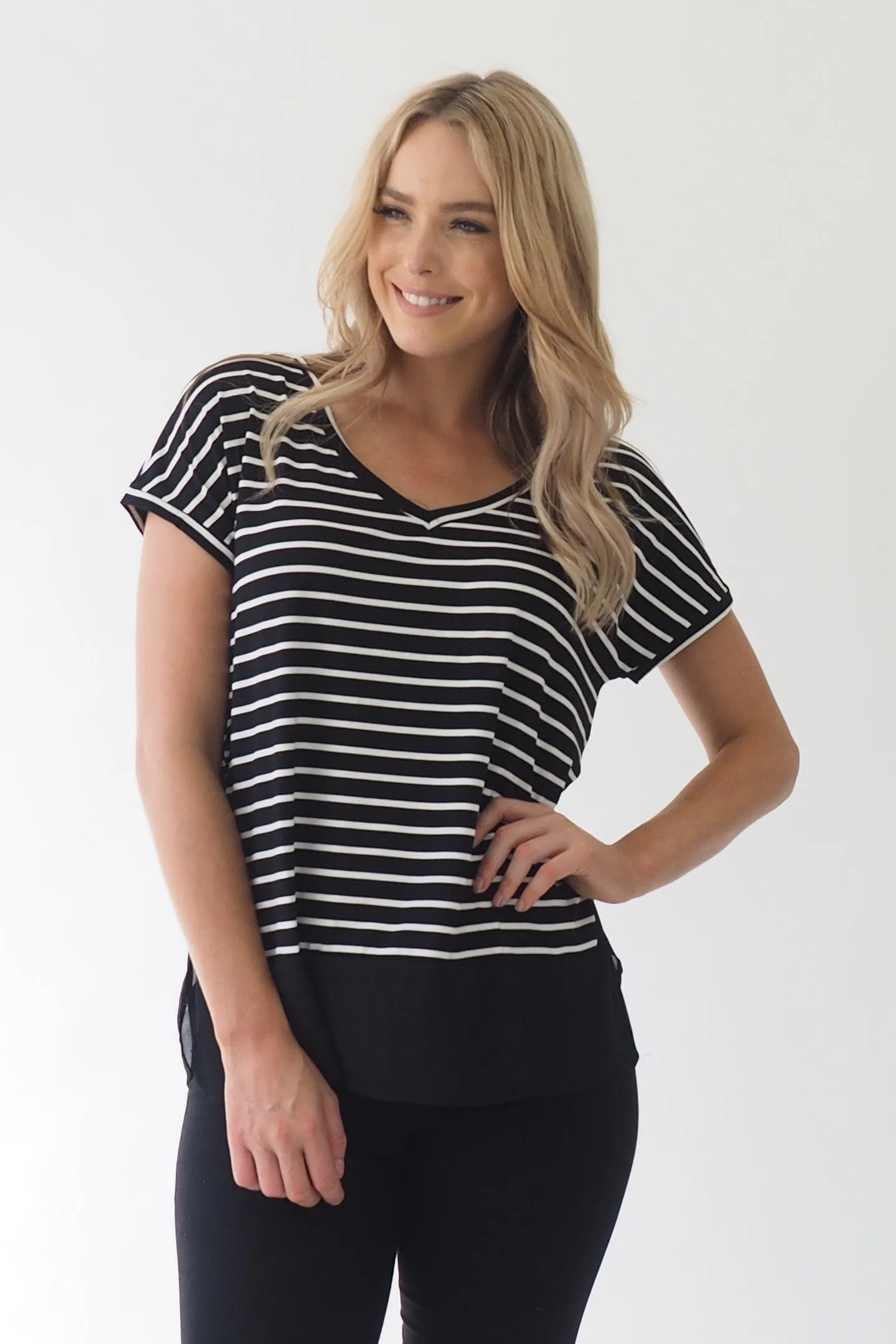 Basics stripe Top - Black