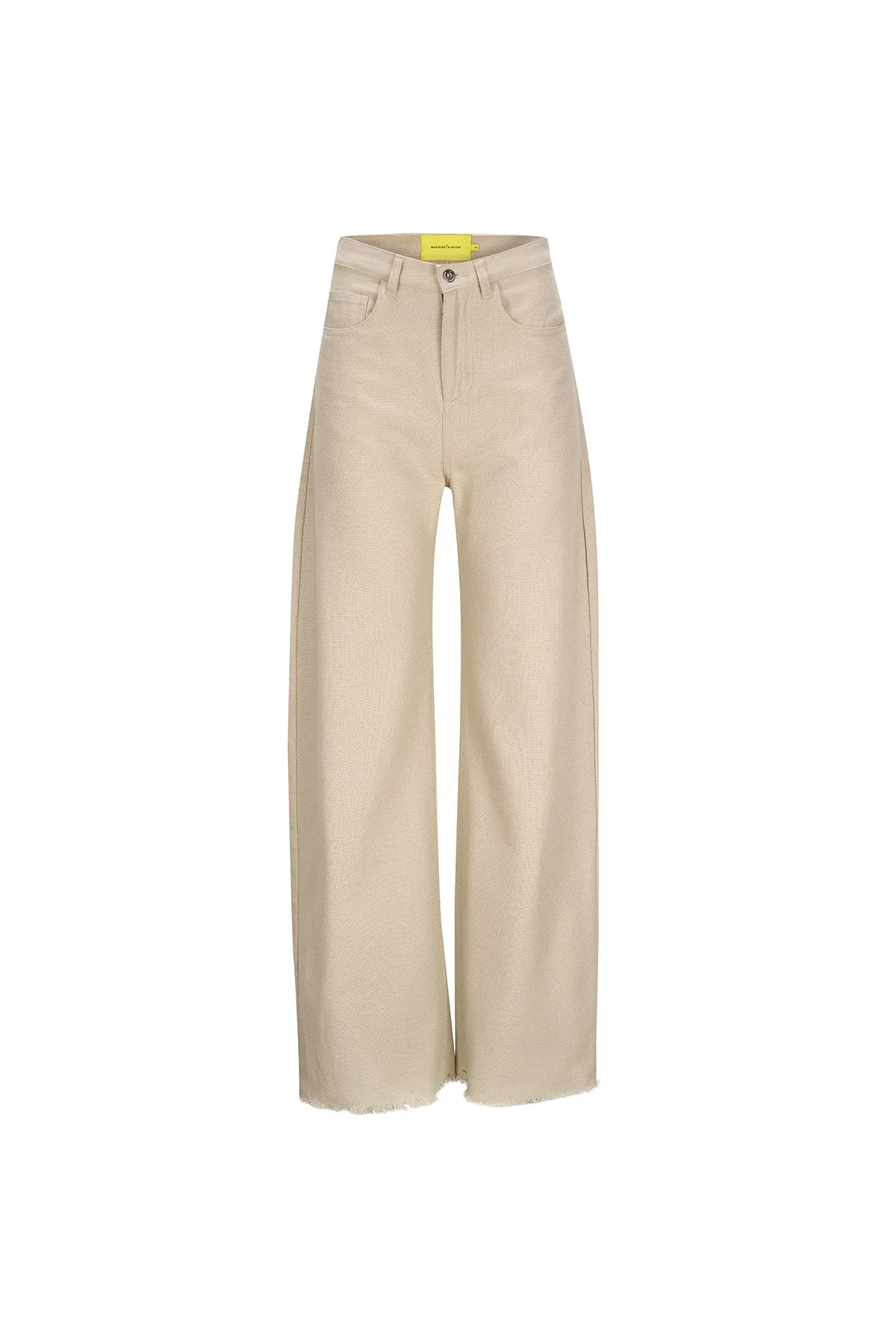 BEIGE WOVEN BOYFRIEND TROUSERS