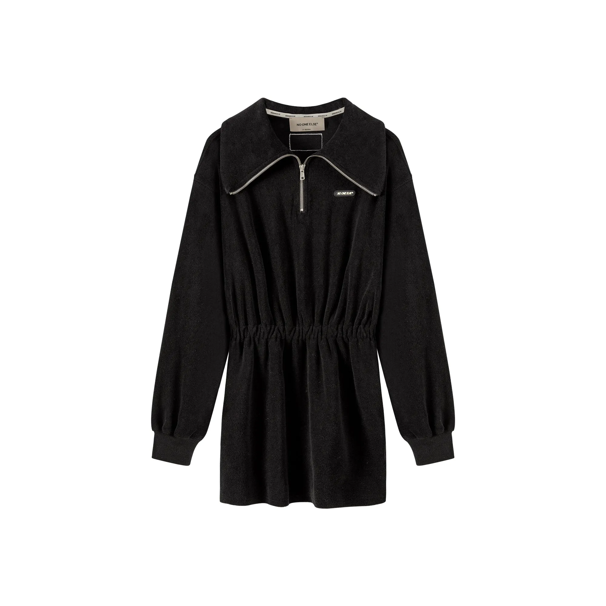 Big Collar Half Zip-Up Velvet Dress