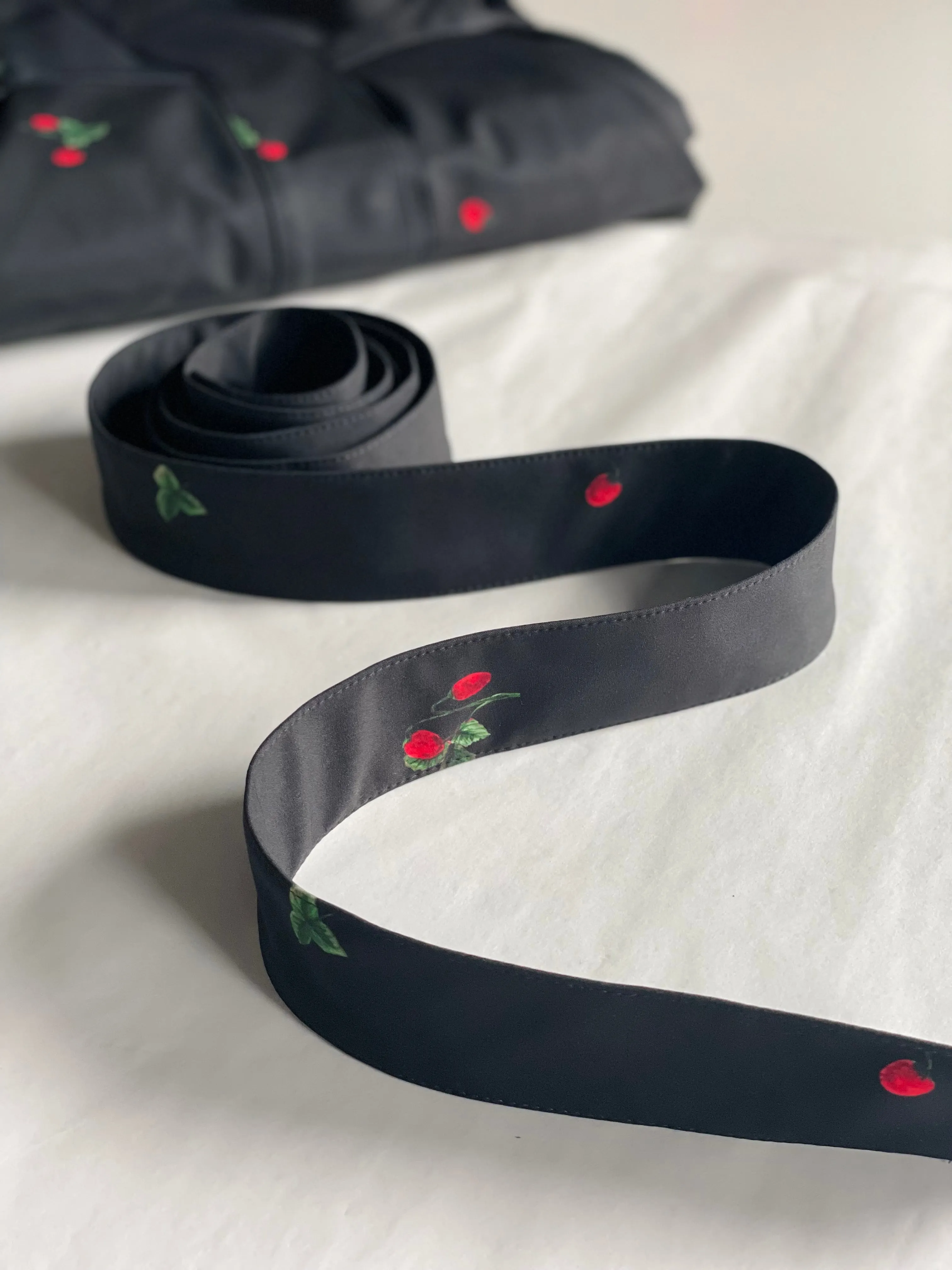 Black Belt with Cute Strawberry Print | Wild Strawberry