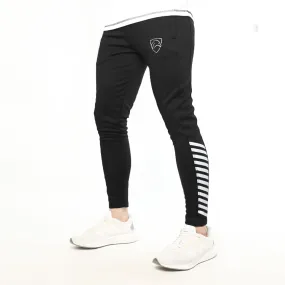 Black Interlock Bottoms With White Bottom Stripes