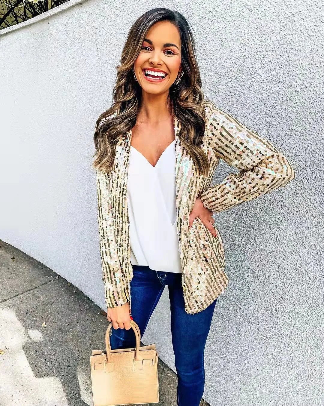 Black Sequin Shinny Shirt Coat