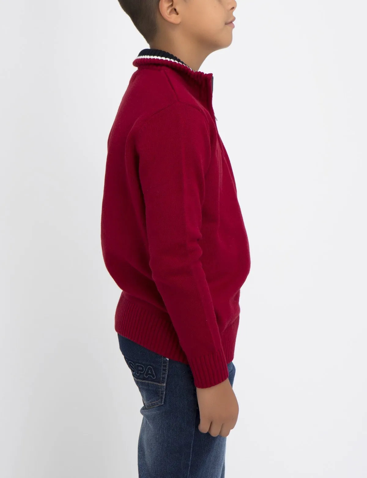 BOYS SOLID COLOR SWEATER WITH MULTICOLOR LOGO