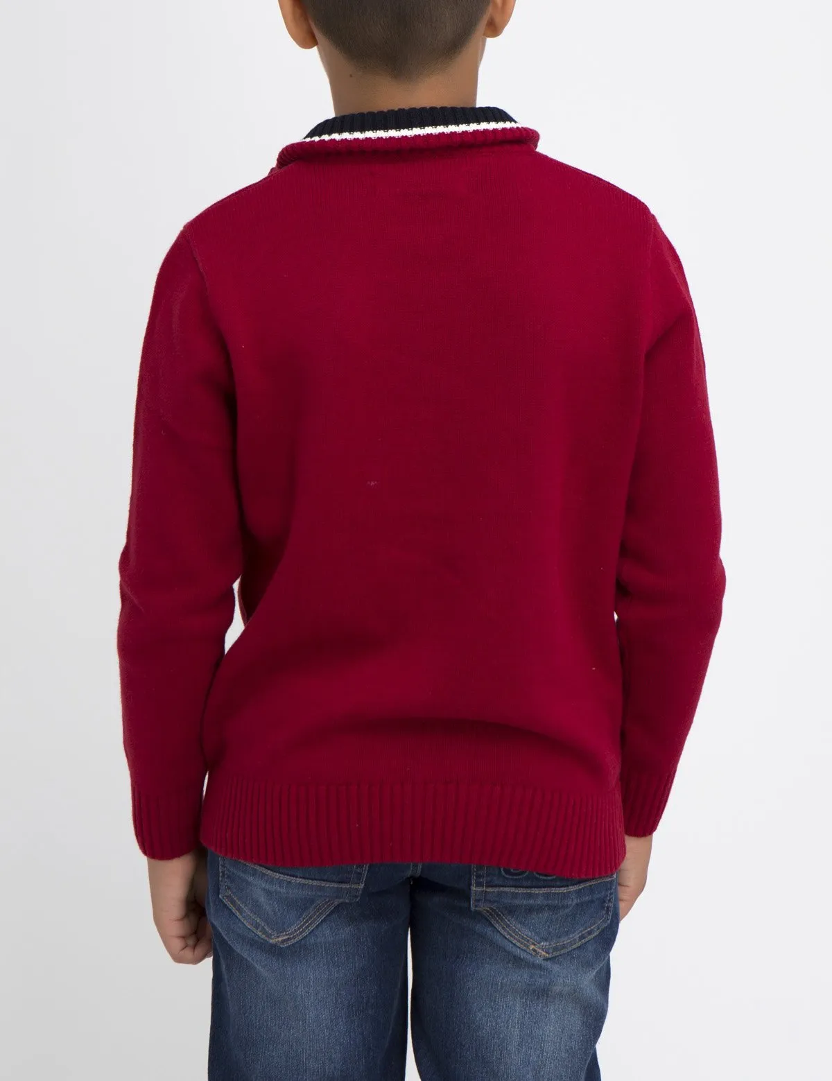 BOYS SOLID COLOR SWEATER WITH MULTICOLOR LOGO