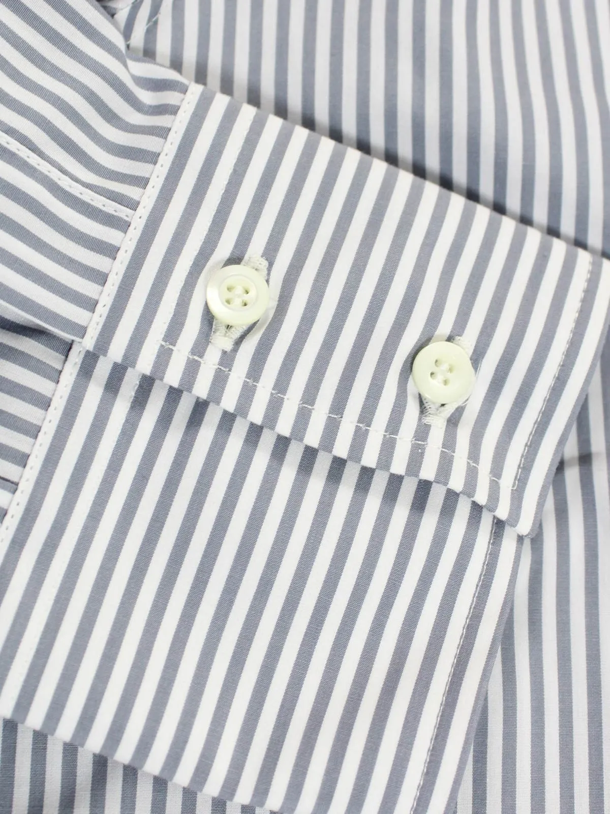 Brunello Cucinelli Shirt White Gray Stripes Button Down Collar M