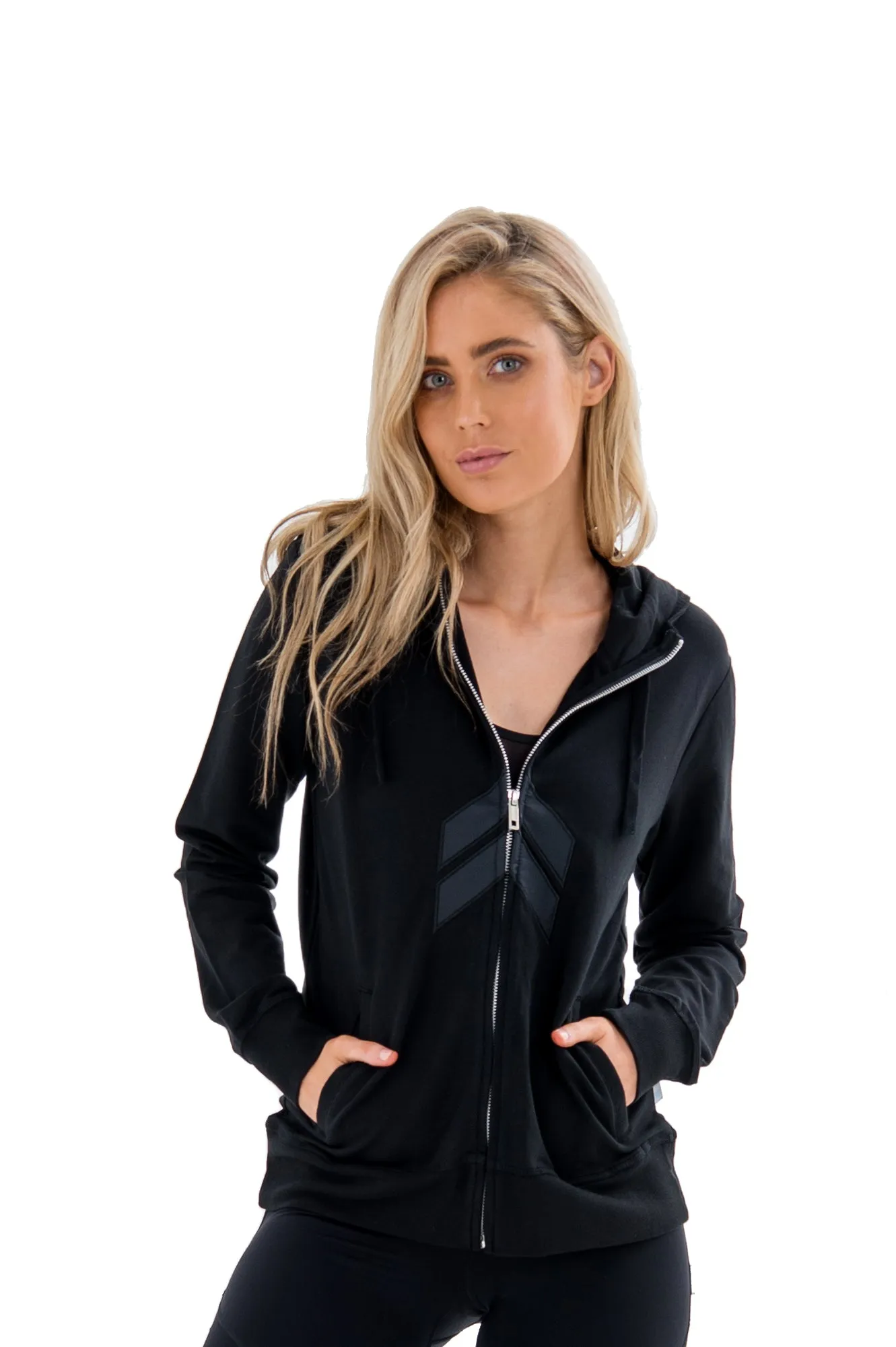 CARTER HOODIE JACKET WITH APPLIQUE - BLACK