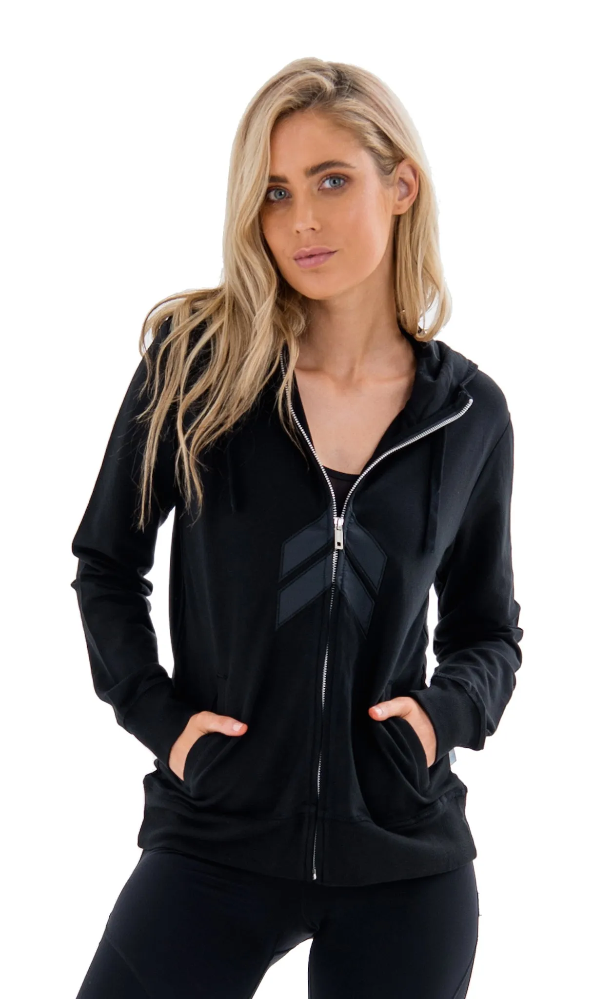 CARTER HOODIE JACKET WITH APPLIQUE - BLACK