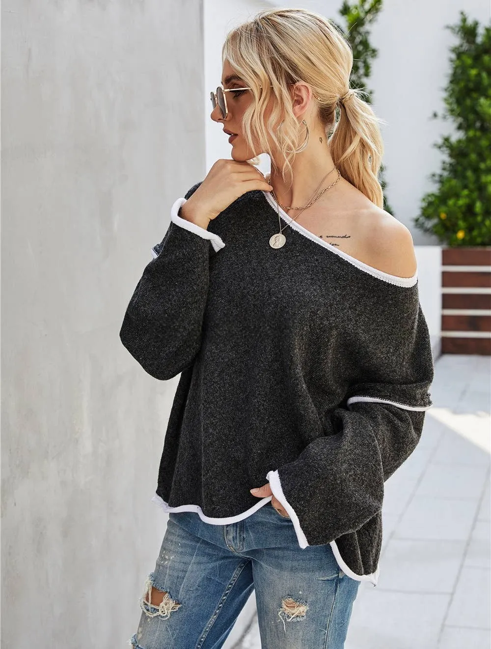 Casual Crew Neck Pullover Long Sleeve Sweater