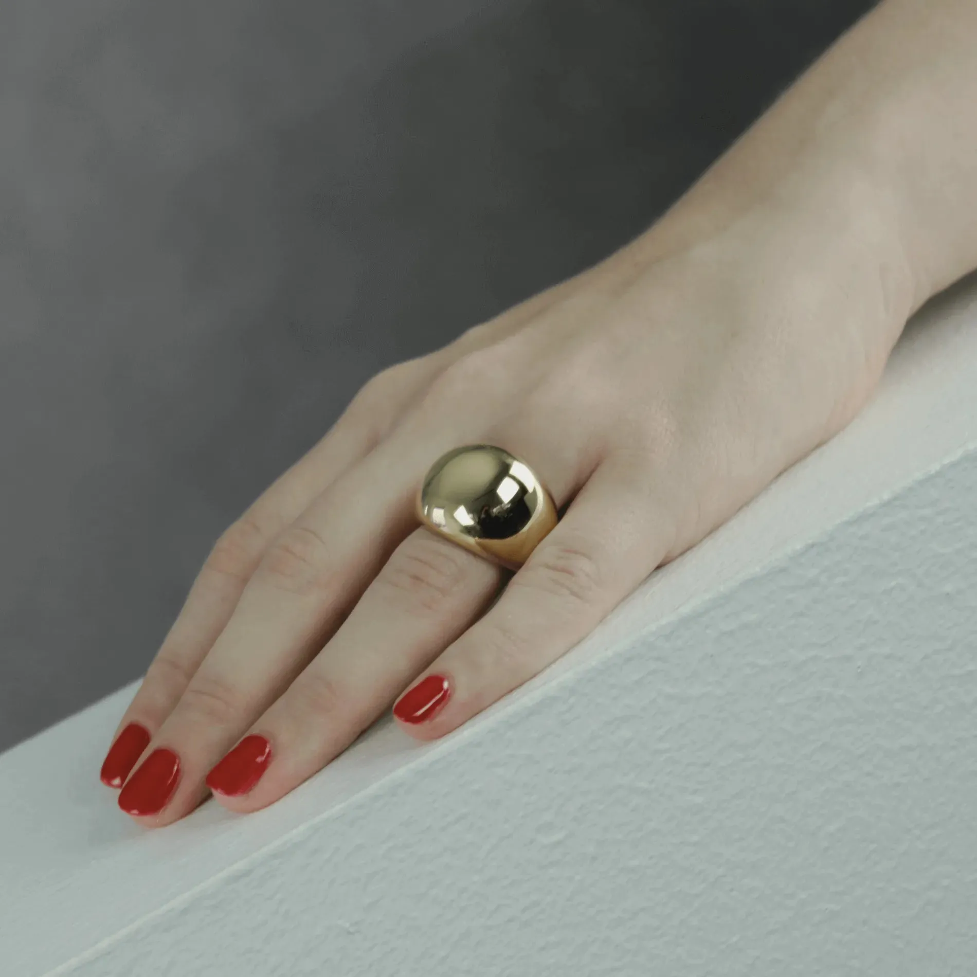 Courage Waterproof Chunky Sphere Statement Ring Silver Plating